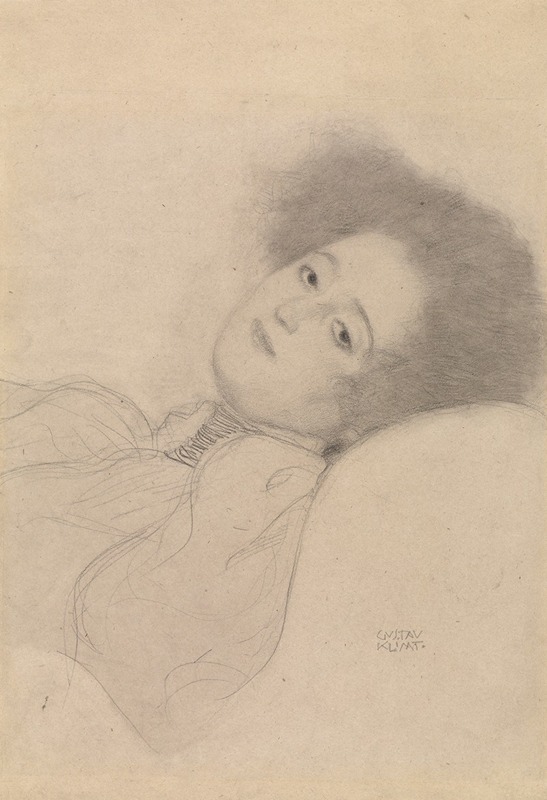 Gustav Klimt's 'Portrait of a Young Woman Reclining' showcases a serene figure amidst intricate patterns.