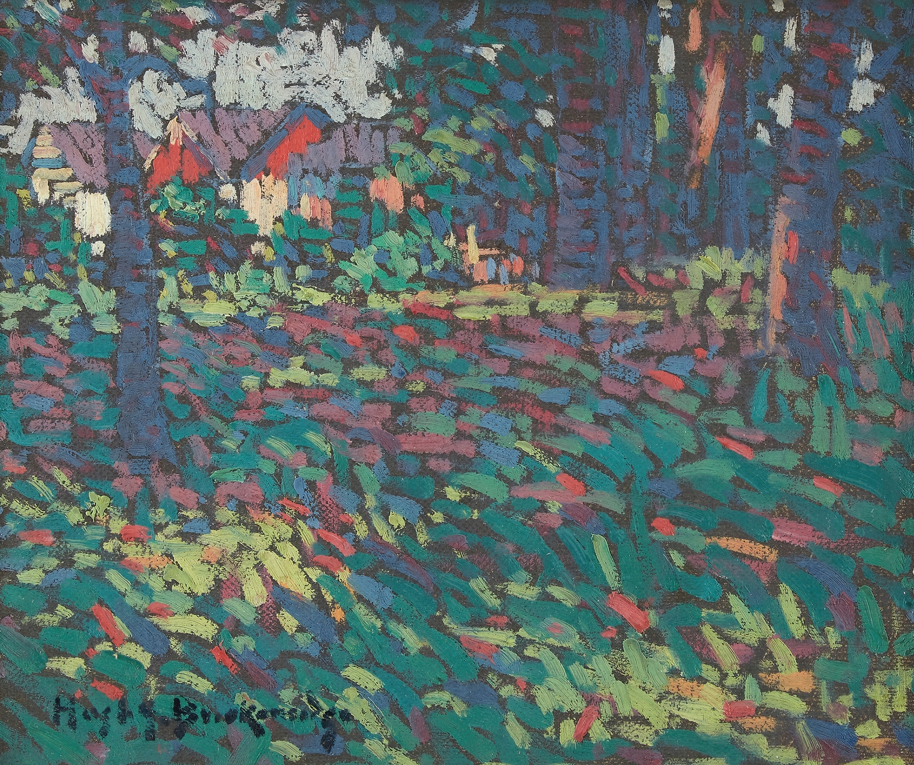 Summer Landscape by Hugh Henry Breckenridge, oil on canvas depicting greenery and a cobalt sky