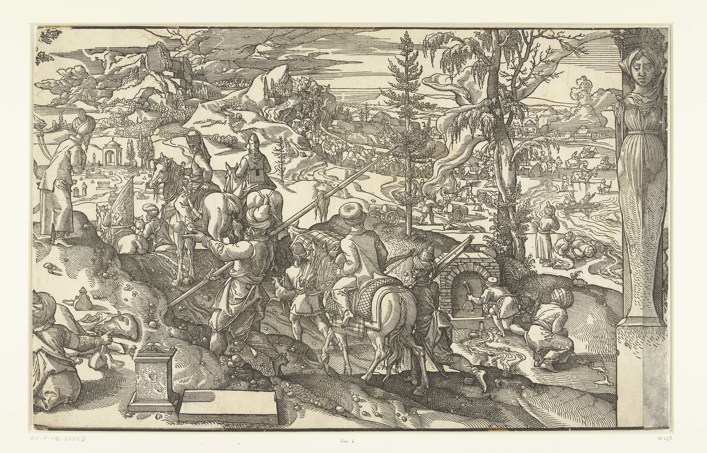 Stoet met ruiters en muilezels, by Pieter Coecke van Aelst (I), public domain