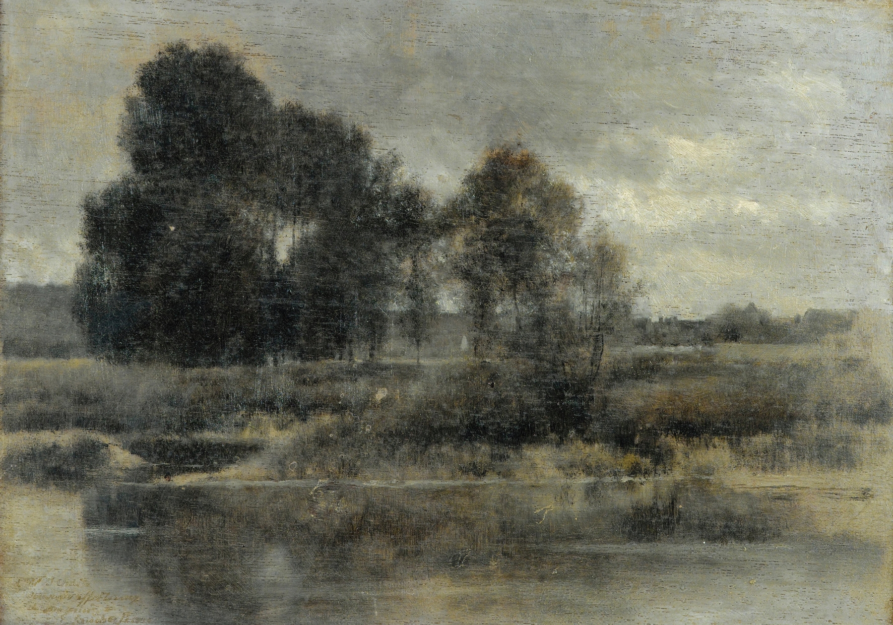 Landscape with soft greens and browns, oil painting by Emilio Sánchez-Perrier