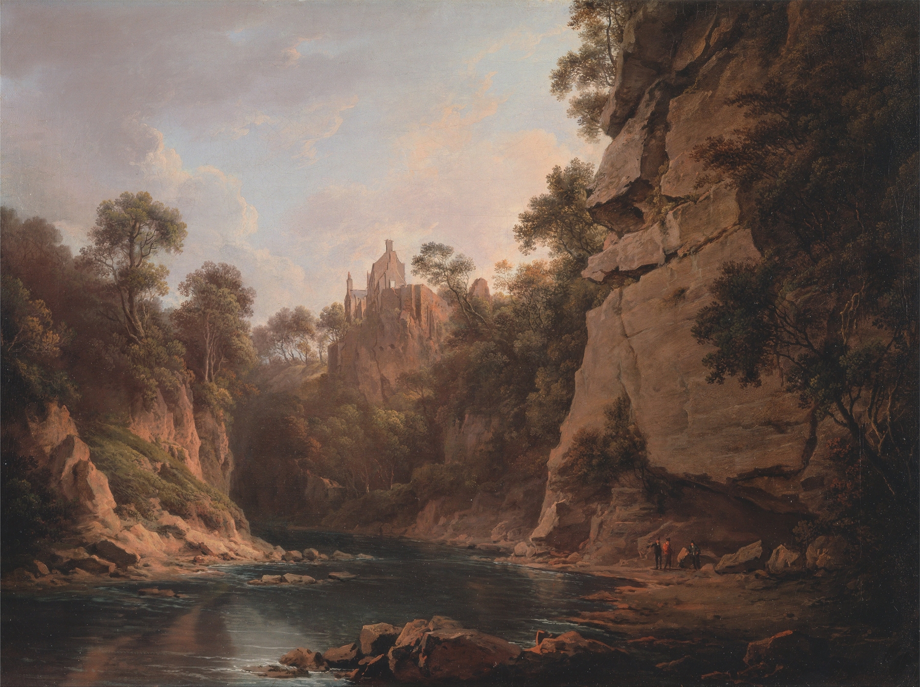 Hawthornden Castle landscape by Alexander Nasmyth, oil painting