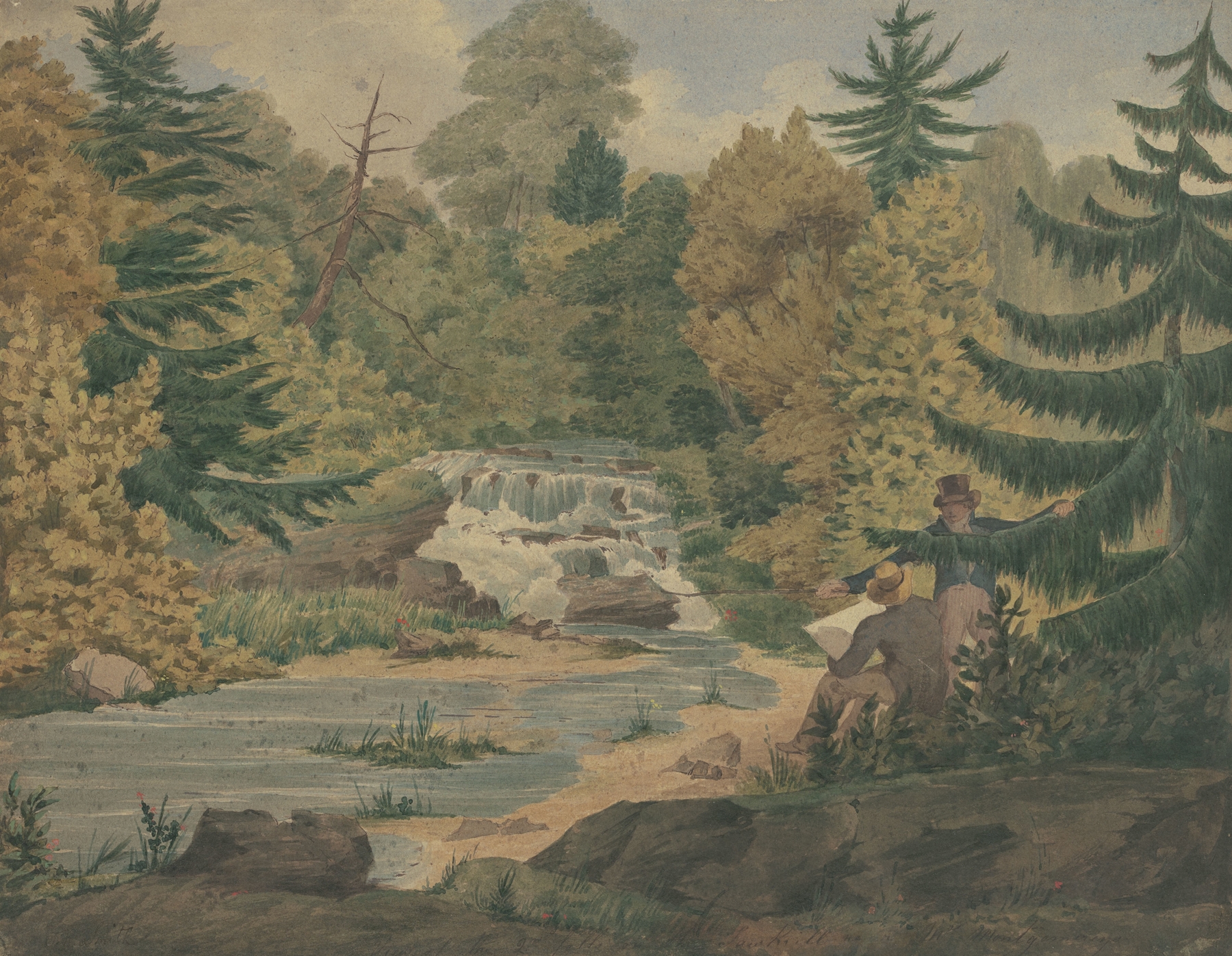 View of the Second Falls on the Sawkill River, by John Rubens Smith, public domain