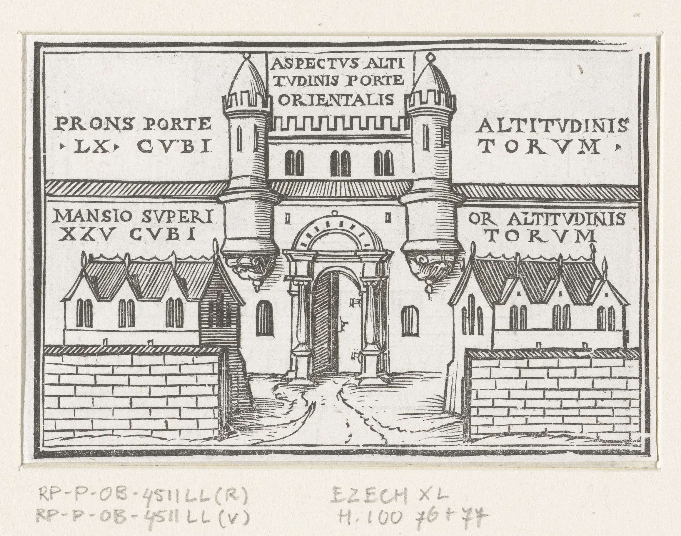 Oostpoort van de nieuwe tempel in visioen van Ezechiël by Hans Holbein II, paper medium