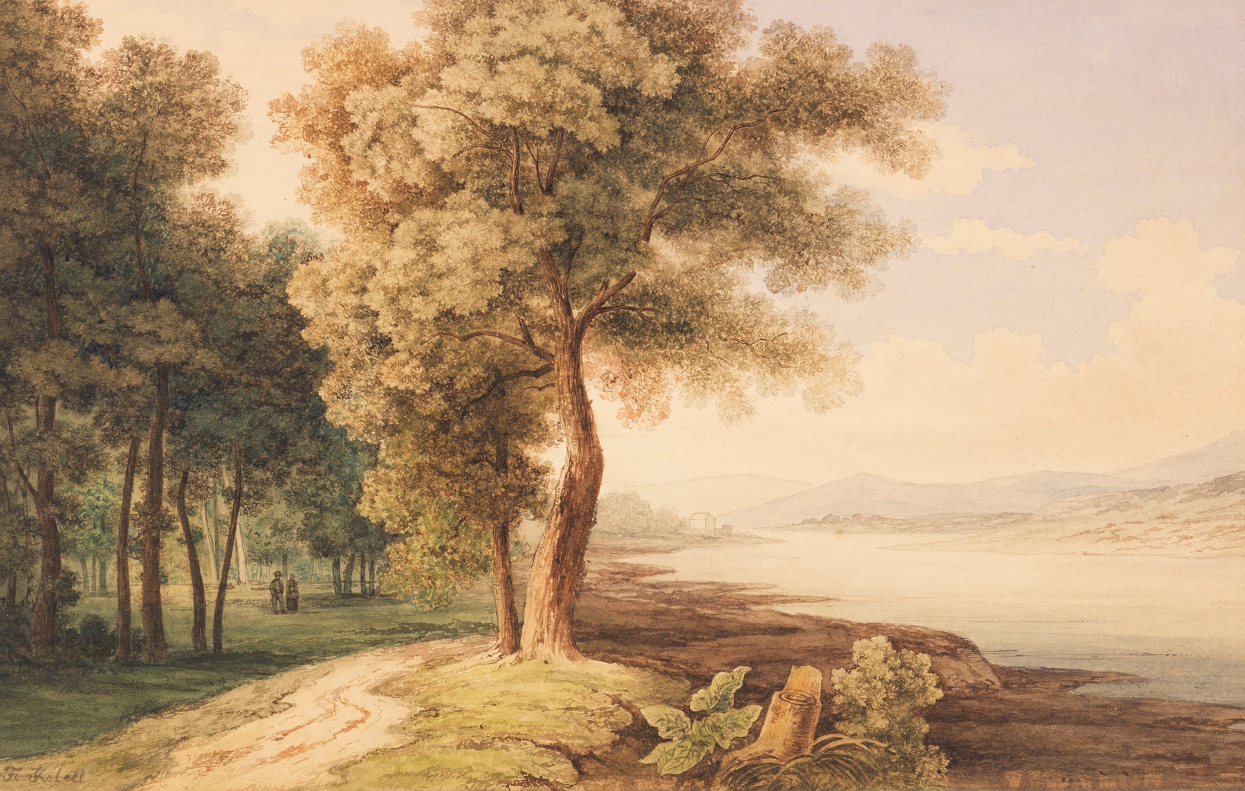 Landscape with a river and hills, oil painting by Ferdinand Kobell