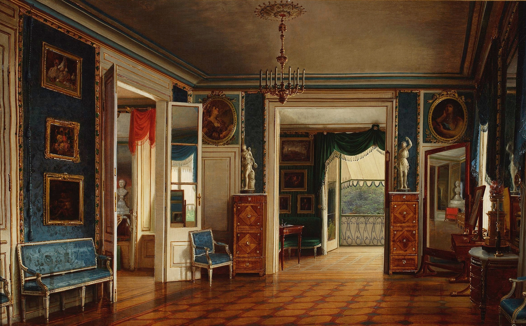 Interior of the royal bedroom in the Palace in Łazienki, by Marcin Zaleski, public domain