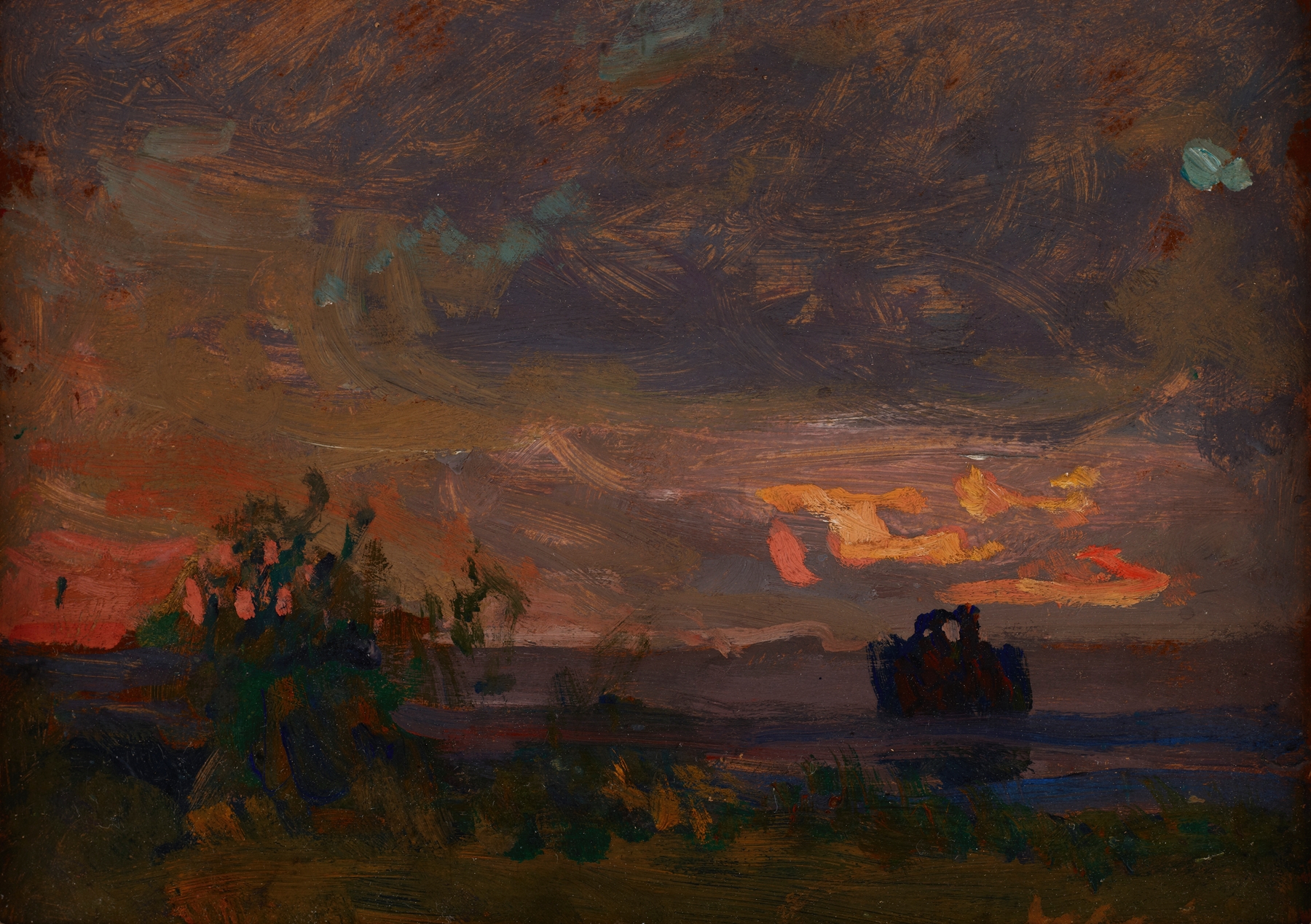 Evening by Jan Stanisławski, oil on canvas depicting a twilight landscape.