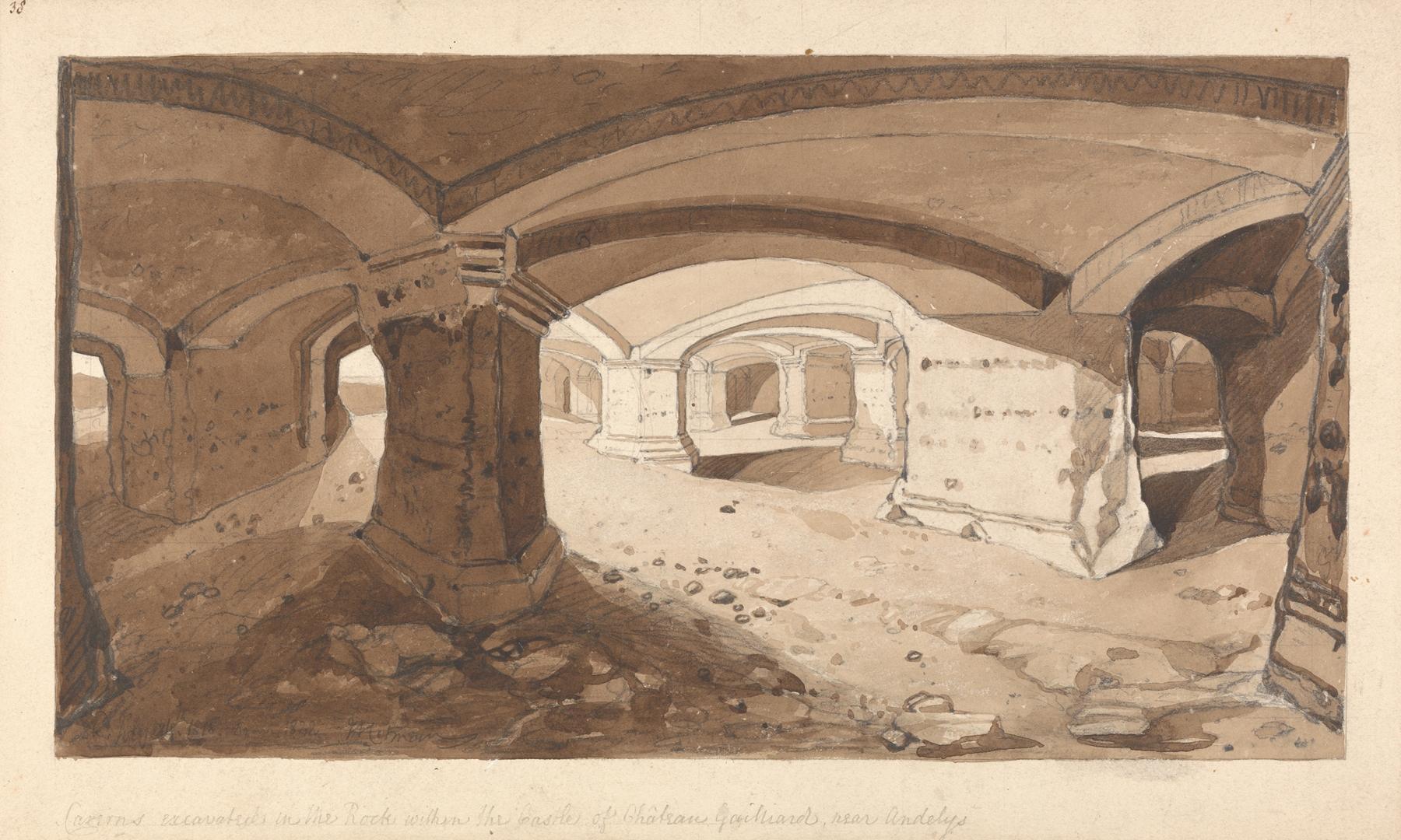 Caverns Excavated in the Rock, watercolor on paper by John Sell Cotman