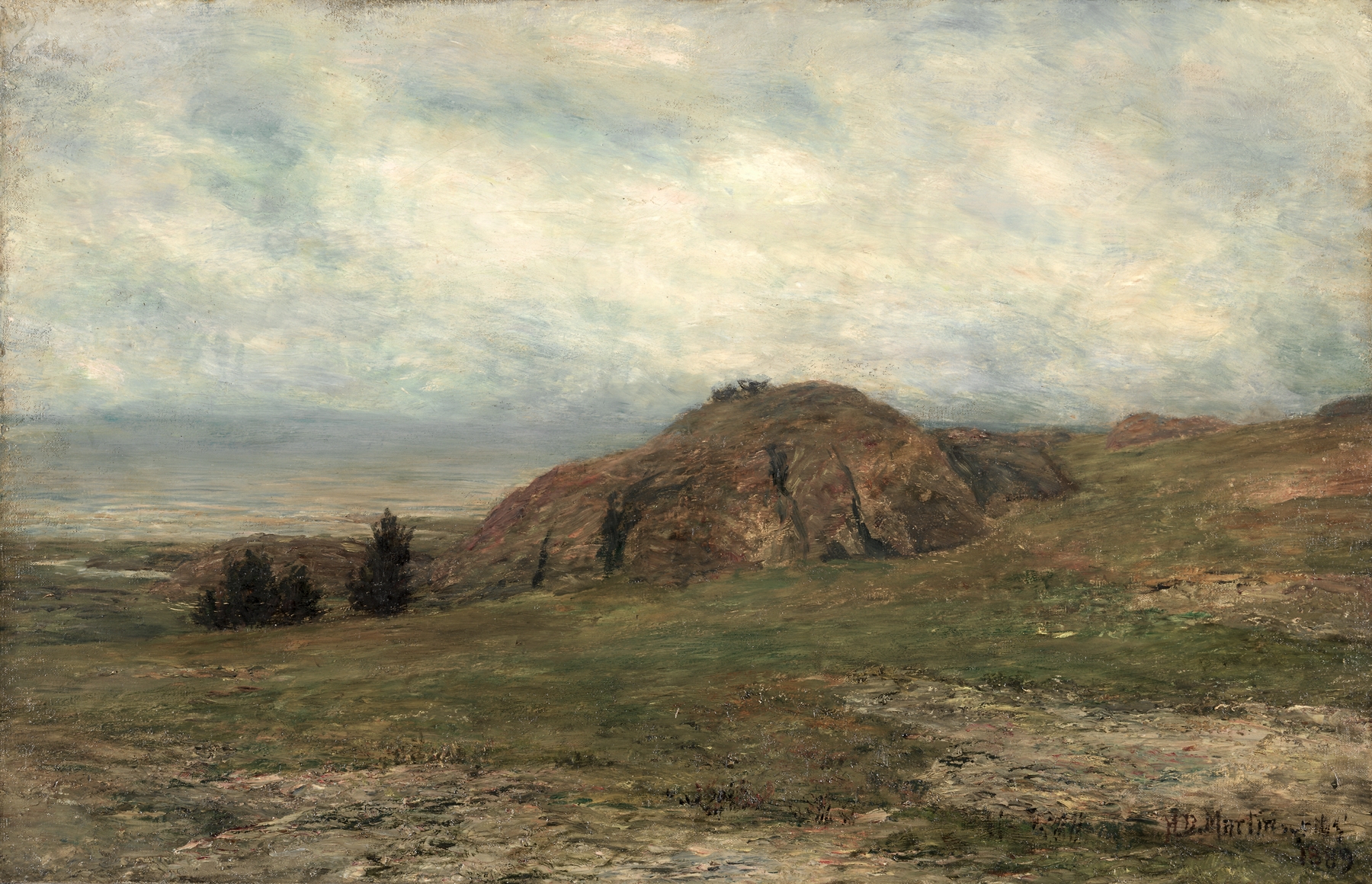 Wild Coast, Newport by Homer Dodge Martin, oil on canvas depicting waves crashing against cliffs