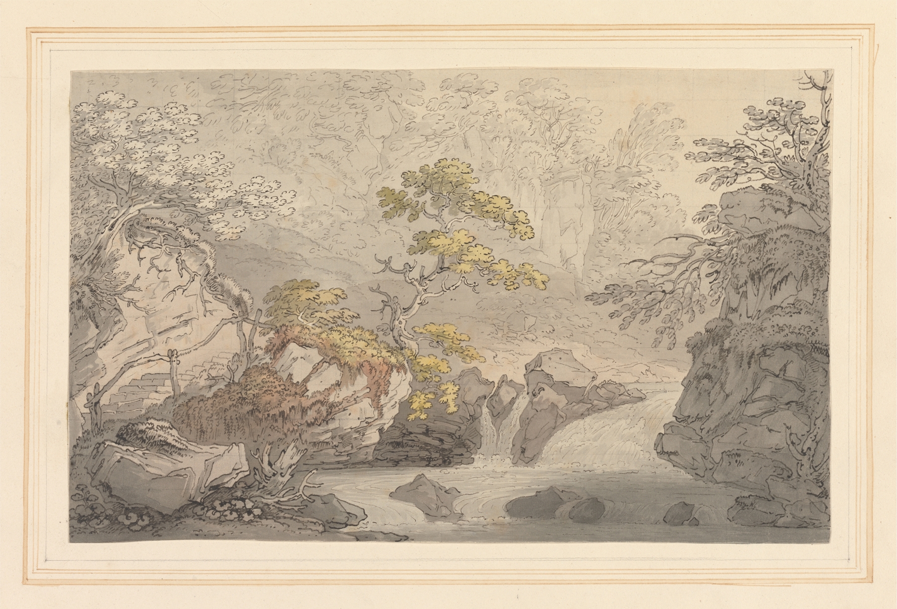 Landscape view featuring hills and grass by Joseph Farington, medium unknown