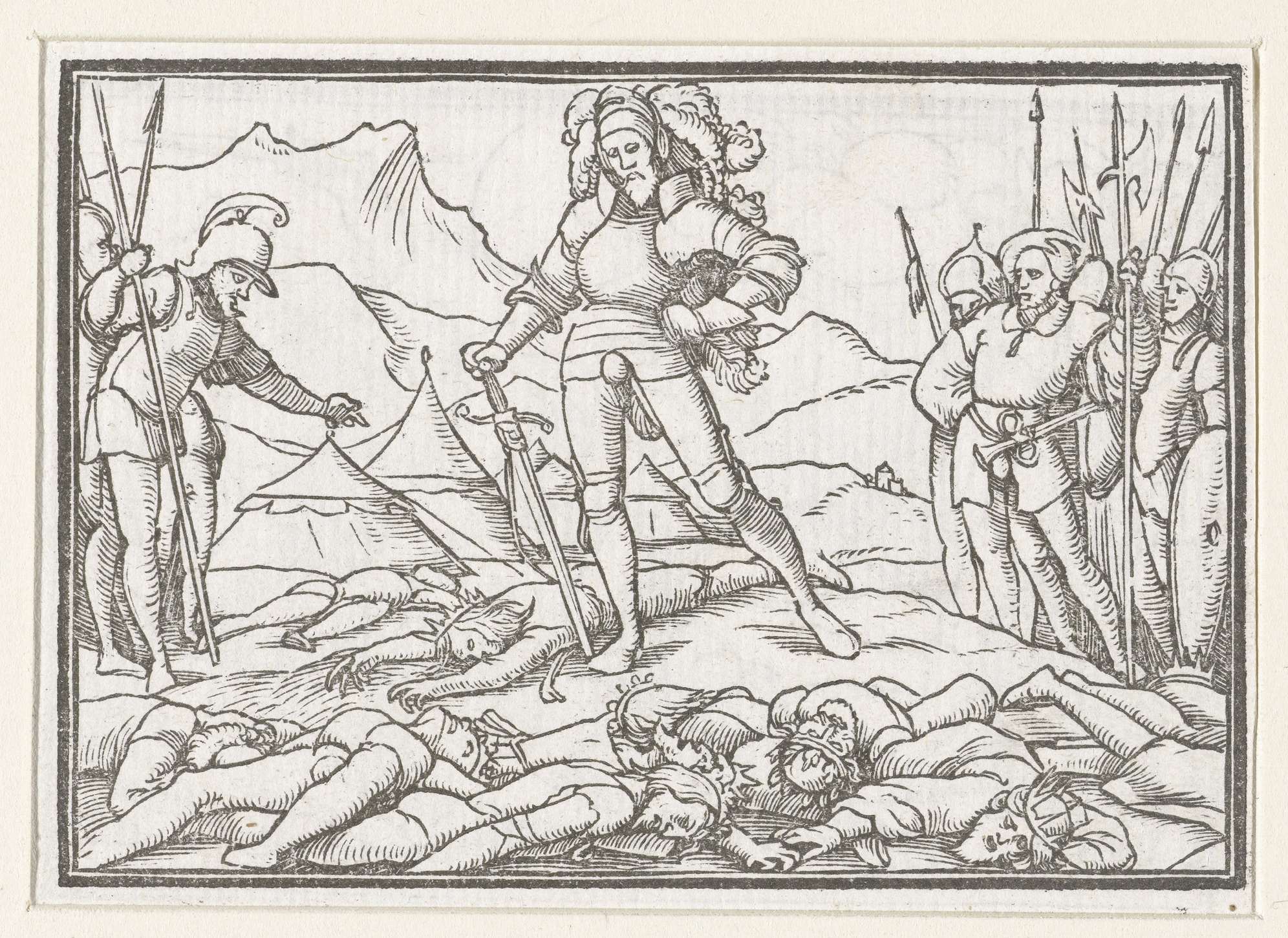 Jozua als legeraanvoerder van Israëlieten, paper by Hans Holbein