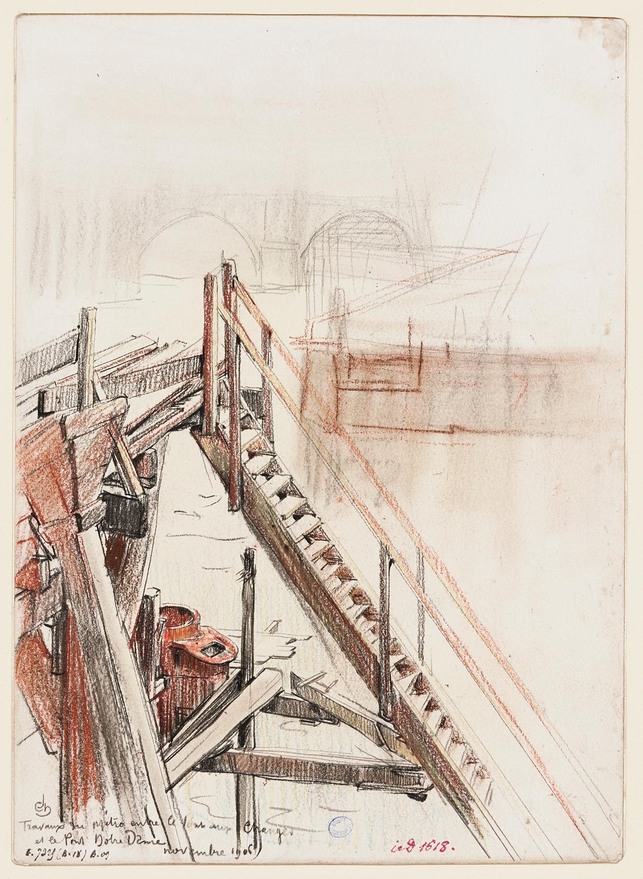 Travaux du métro entre le pont au Change et le pont Notre Dame, by Charles Jouas, public domain