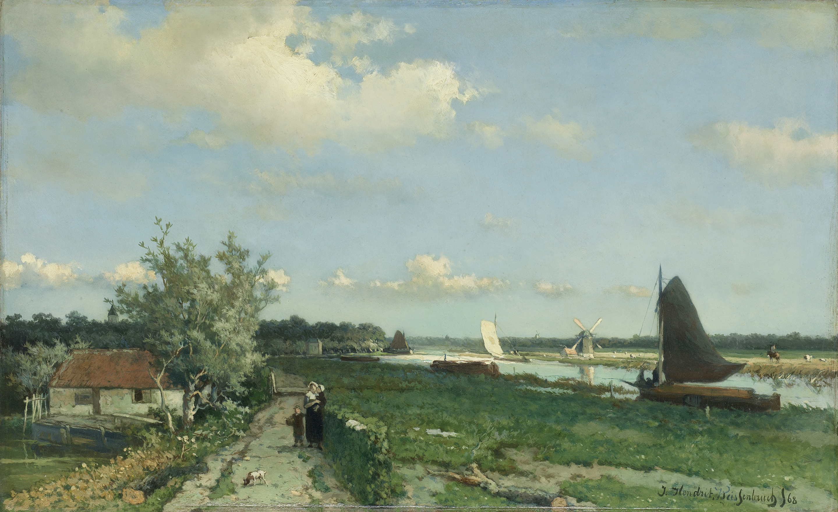 Landscape of The Trekvliet Canal, oil on panel by Johan Hendrik Weissenbruch