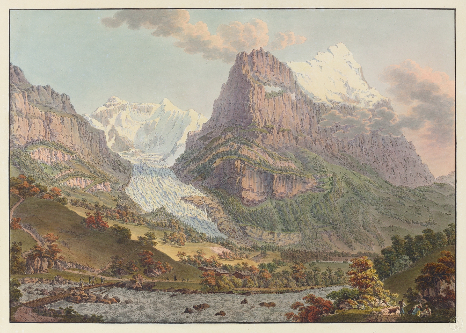 oil on canvas of Mont Eiger and glacier by Gabriel Lory the older