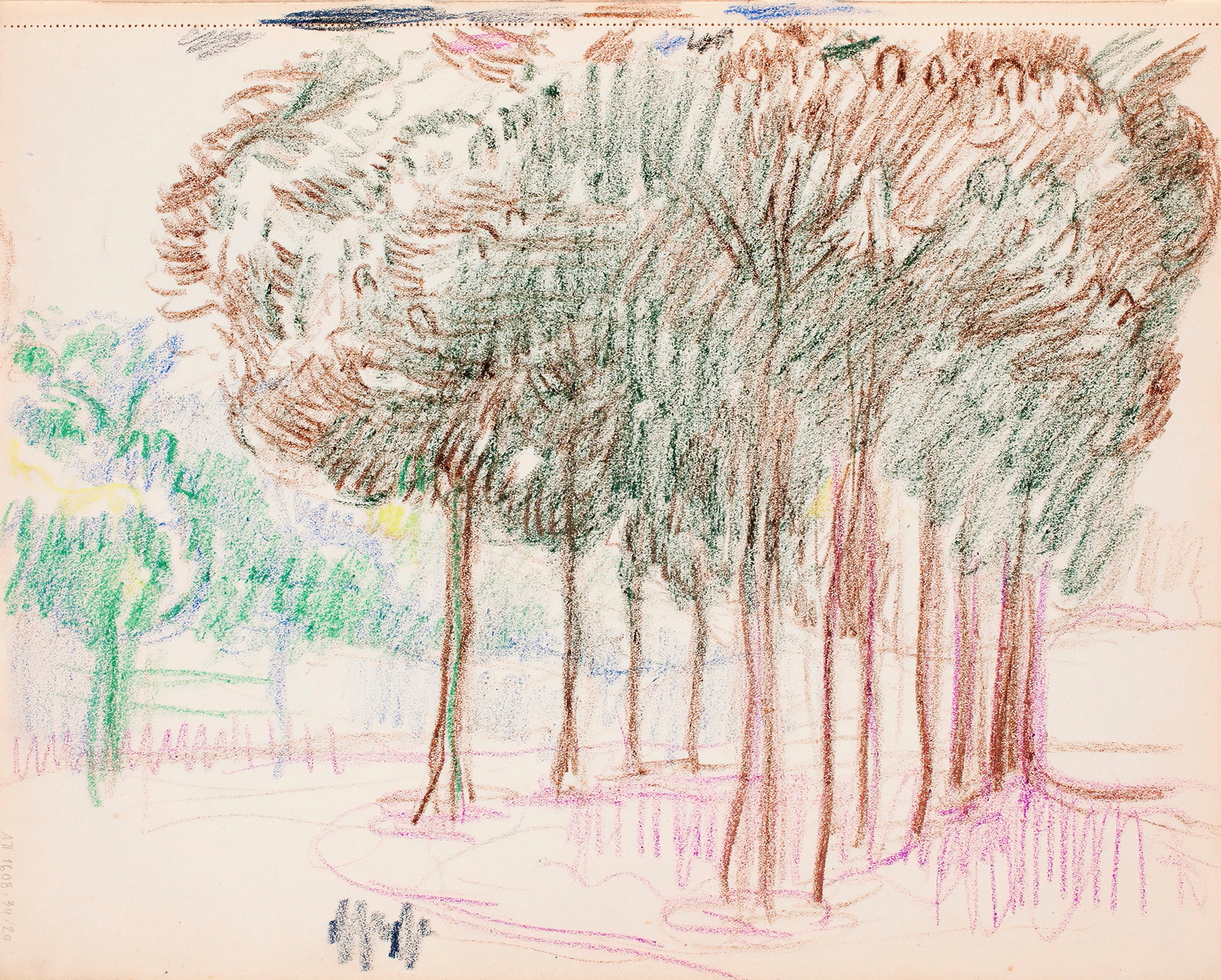 Landscape oil painting by Magnus Enckell featuring trees and soft light.