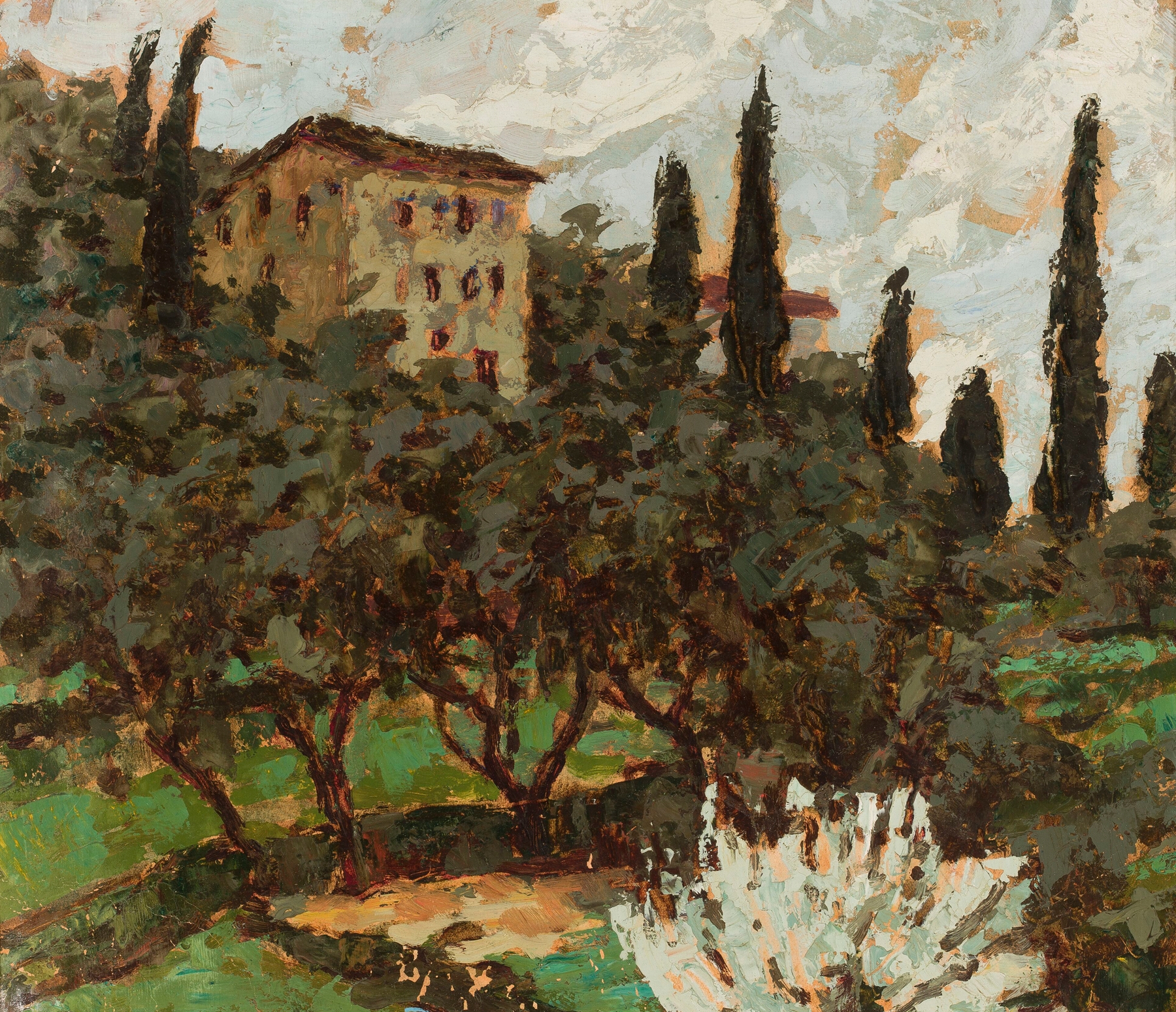 Expressionism landscape by Jan Bohuszewicz depicting autumn whirlwind