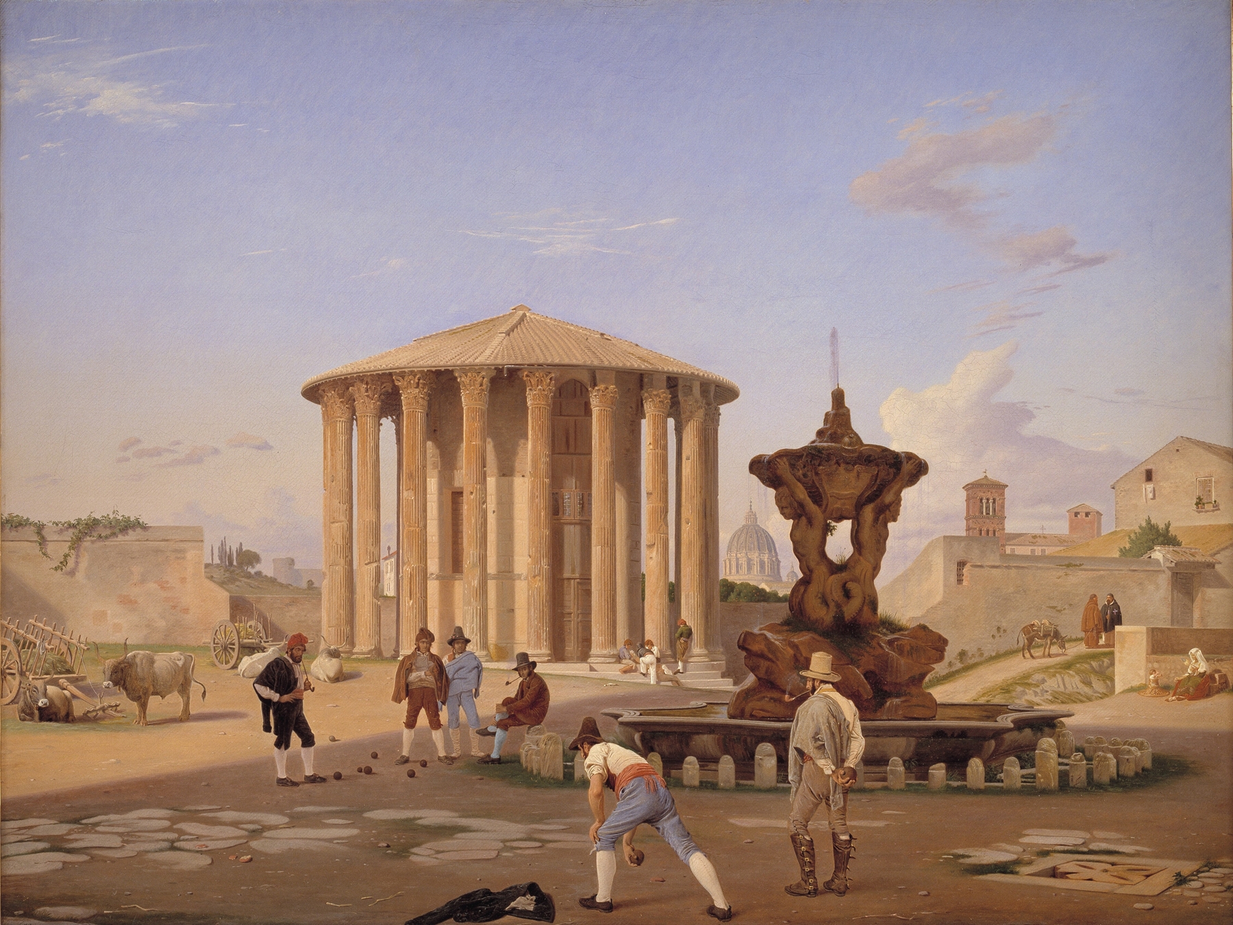 Vesta Temple architecture in Rome, oil painting by Constantin Hansen