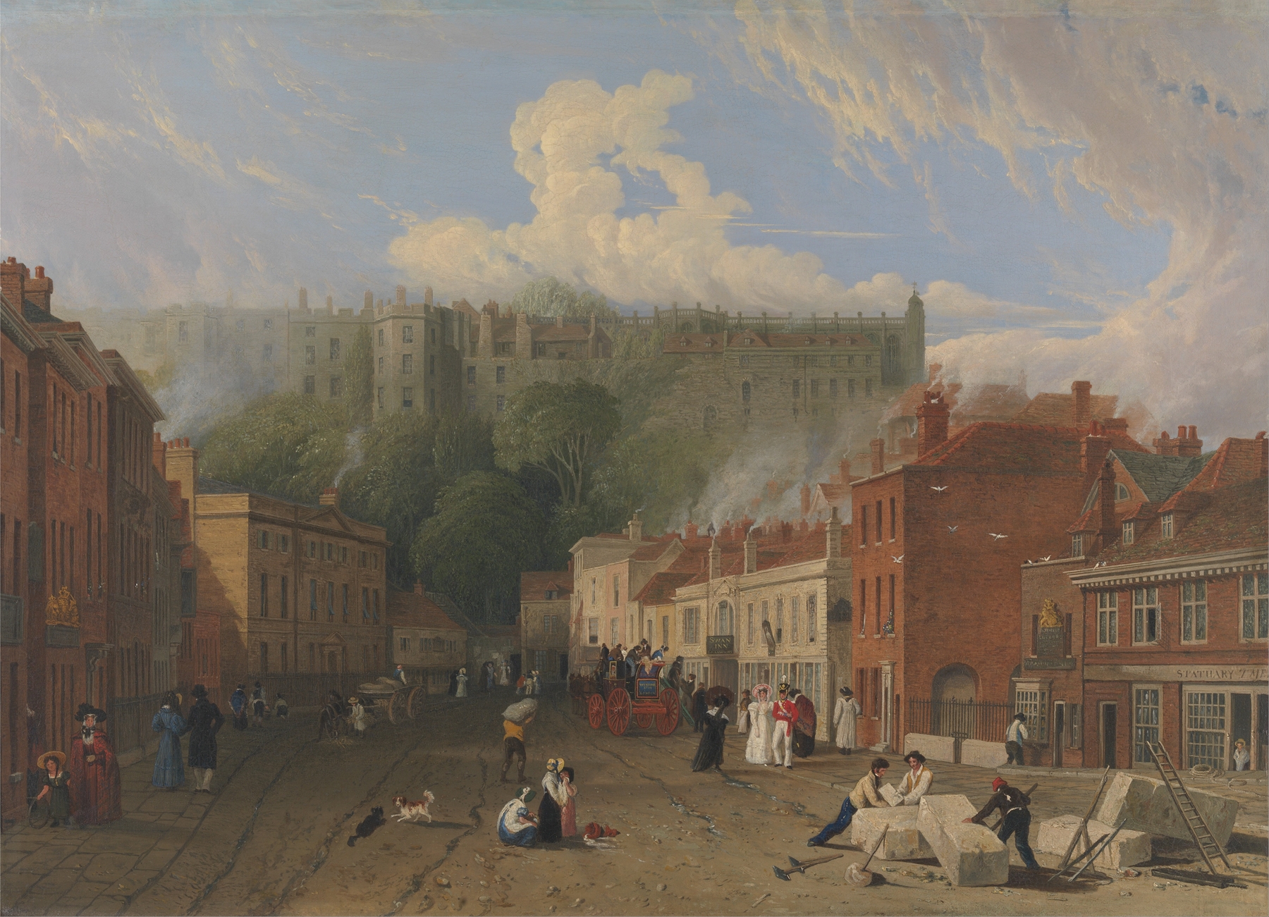 A View of Thames Street, Windsor by George Vincent, oil painting depicting a serene river landscape.