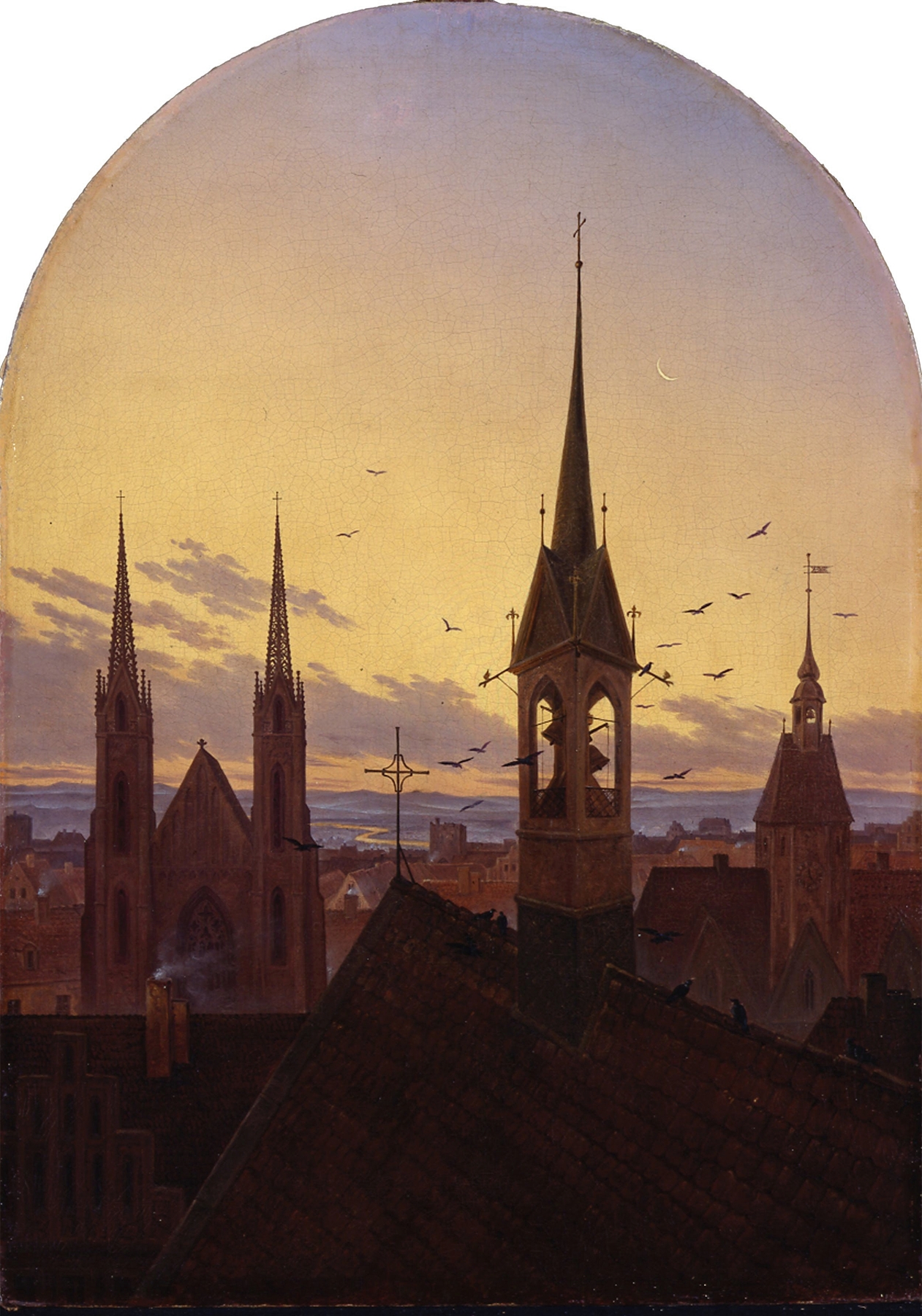 Morning peal (Old German city in the morning light), by Carl Gustav Carus, public domain