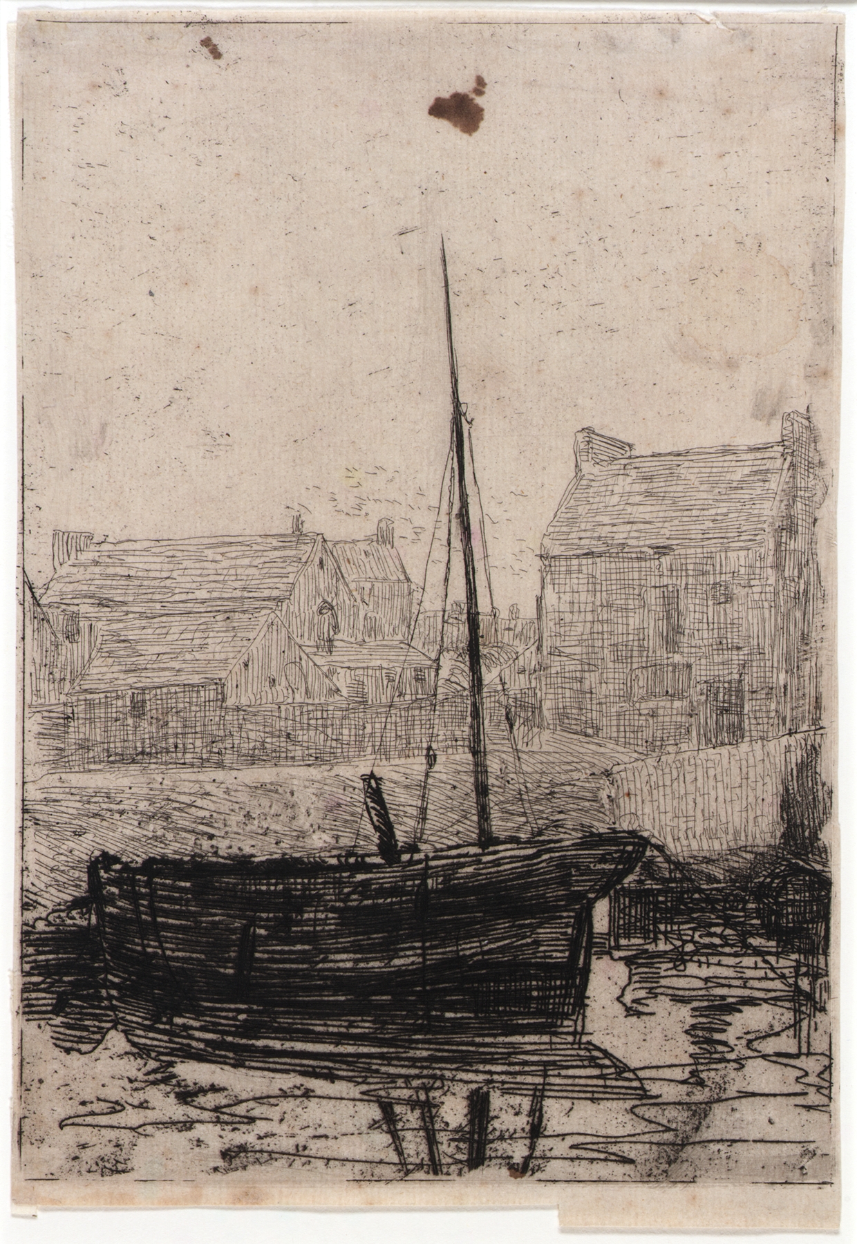 Boat moored at the coast, oil on canvas by Julian Alden Weir