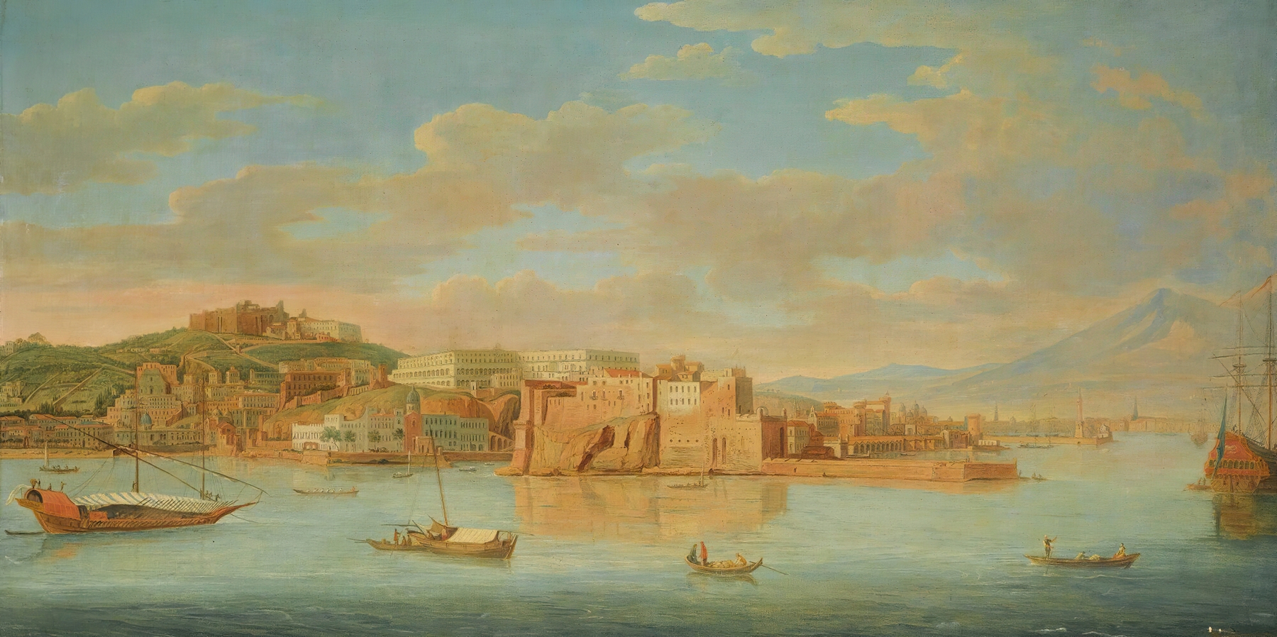 Naples, A View Of Santa Lucia And The Castel Dell’ovo, by Hendrik Frans Van Lint, public domain