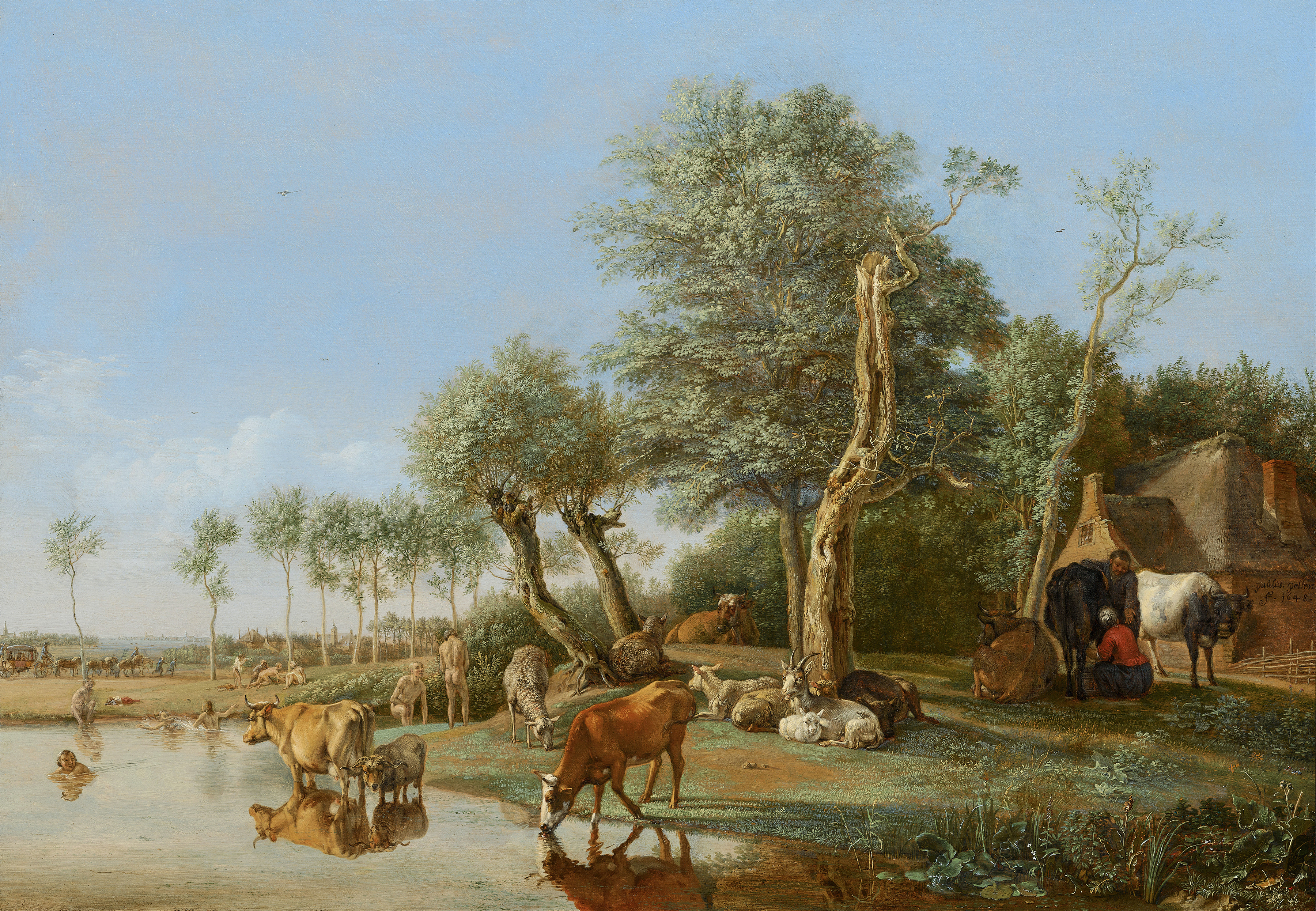 Cows Reflected in the Water, by Paulus Potter, public domain
