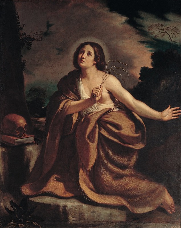 A depiction of Mary Magdalene in a moment of reflection and repentance.