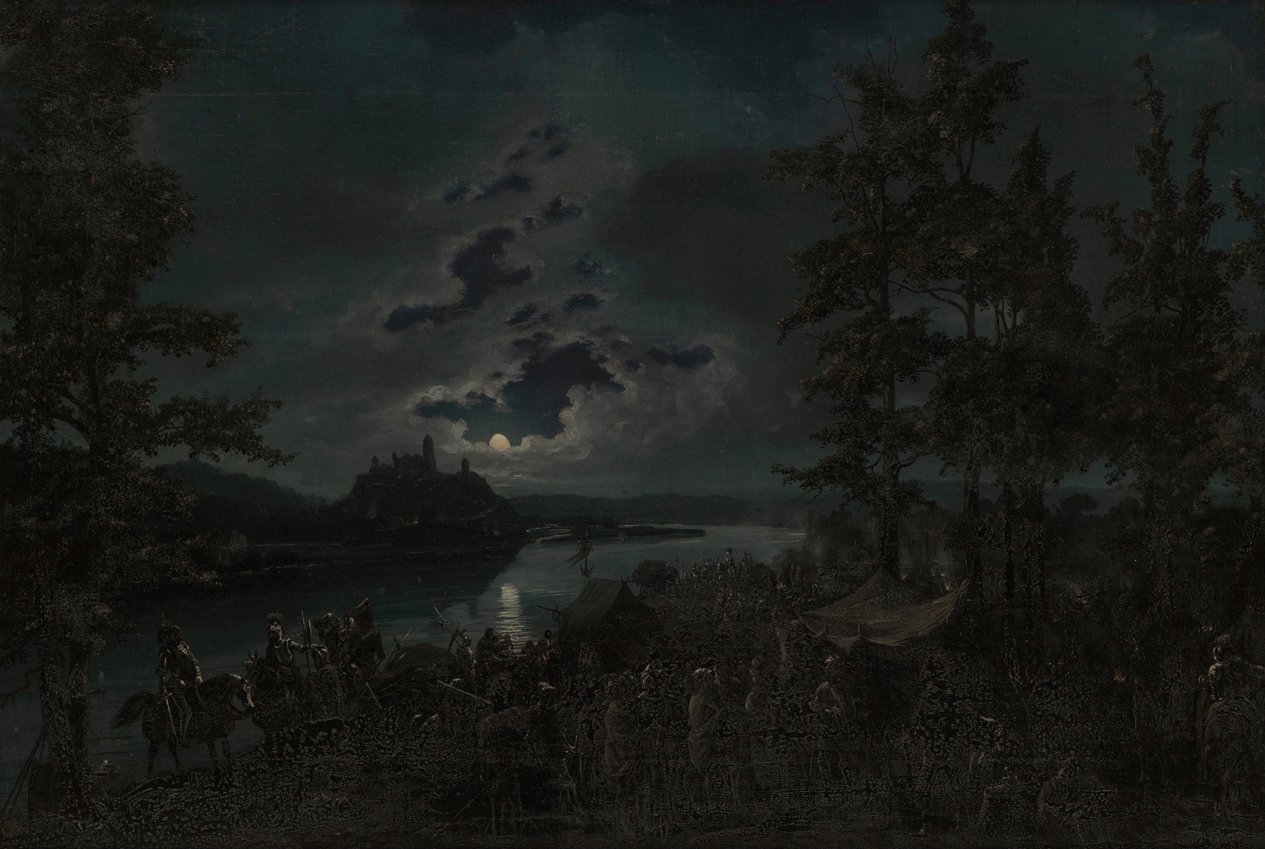 Crusaders attacking the Castle of Punia, oil painting by Vincentas Dmachauskas