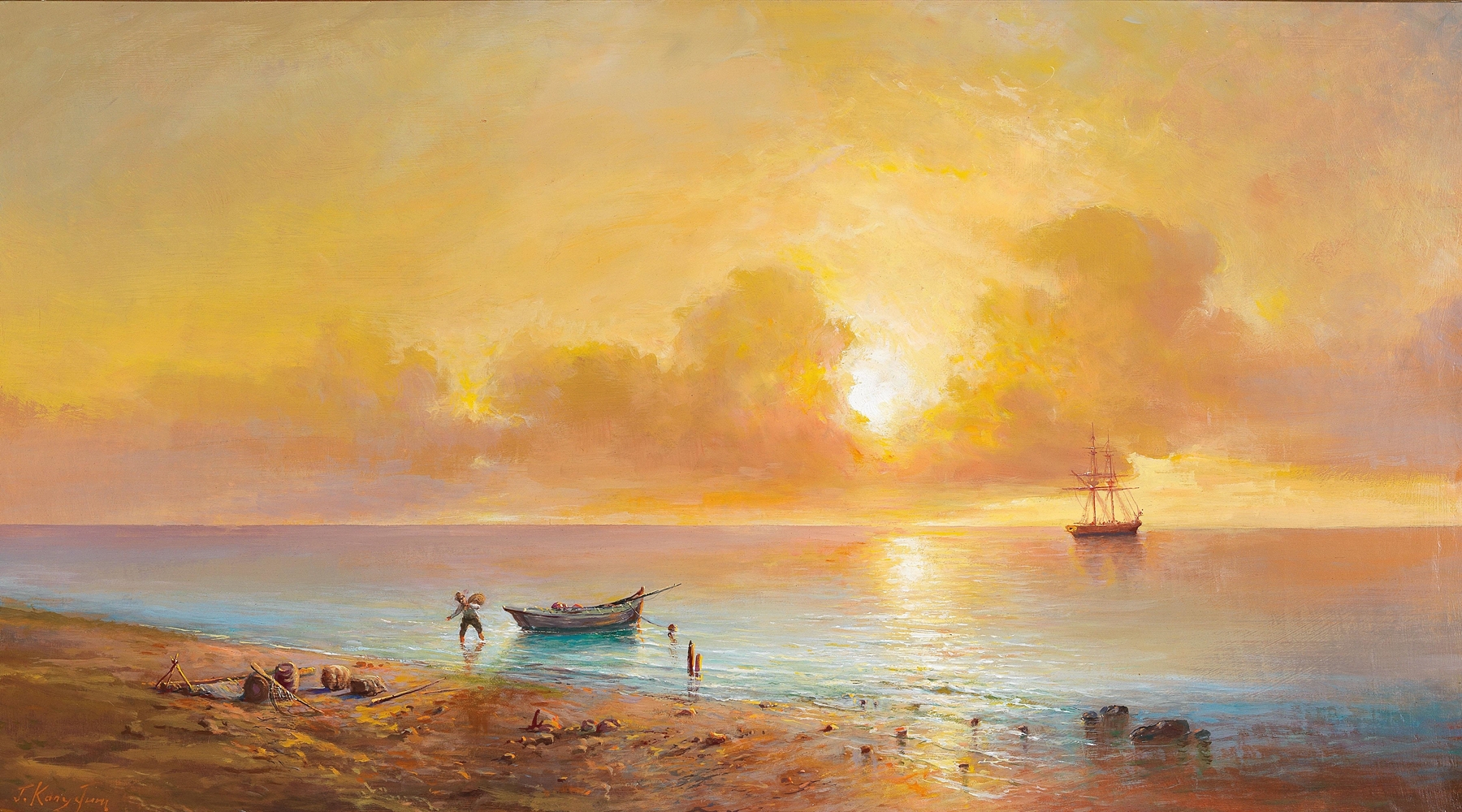 Sunset on the Black Sea Coast, oil on canvas by Grigori Ivanovitch Kapustin