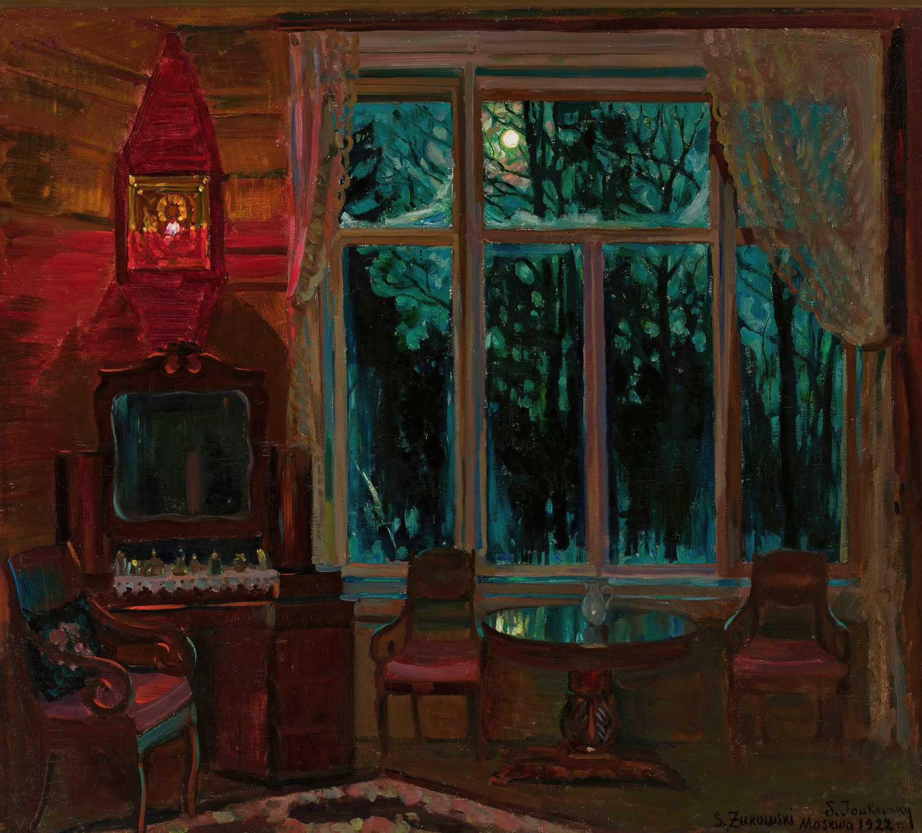 Figurative artwork by Stanislaw Zukowski, depicting a lone figure in golden light, oil painting