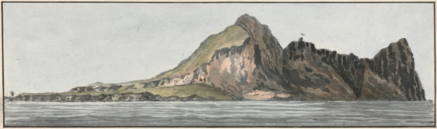 Gibraltar, The Signal House by John Thomas Serres, oil painting depicting mountains and sea.