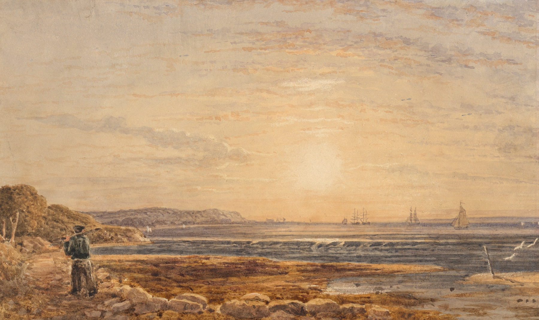 Oil painting of The Needles at sunset by George Barret Jr.
