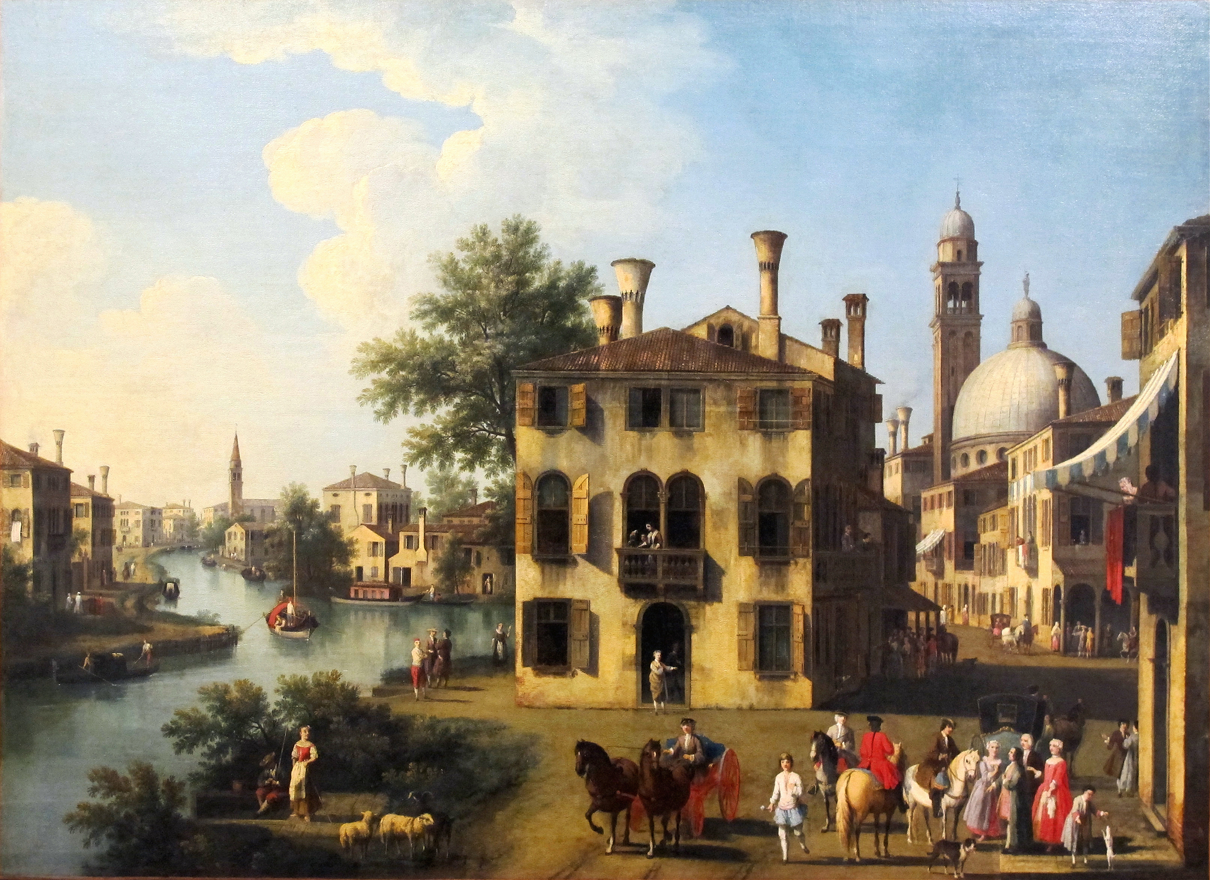 View of the Brenta, near Dolo, oil on canvas by Giovanni Battista Cimaroli