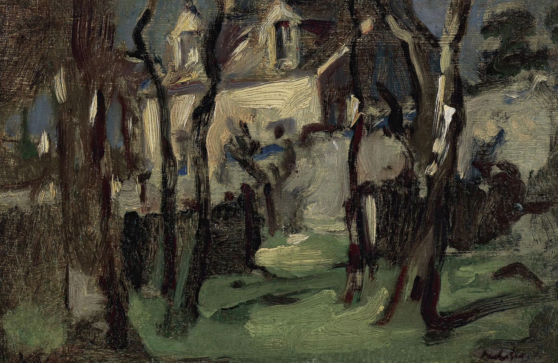 Cottage at Corstorphine, oil on canvas by Samuel John Peploe