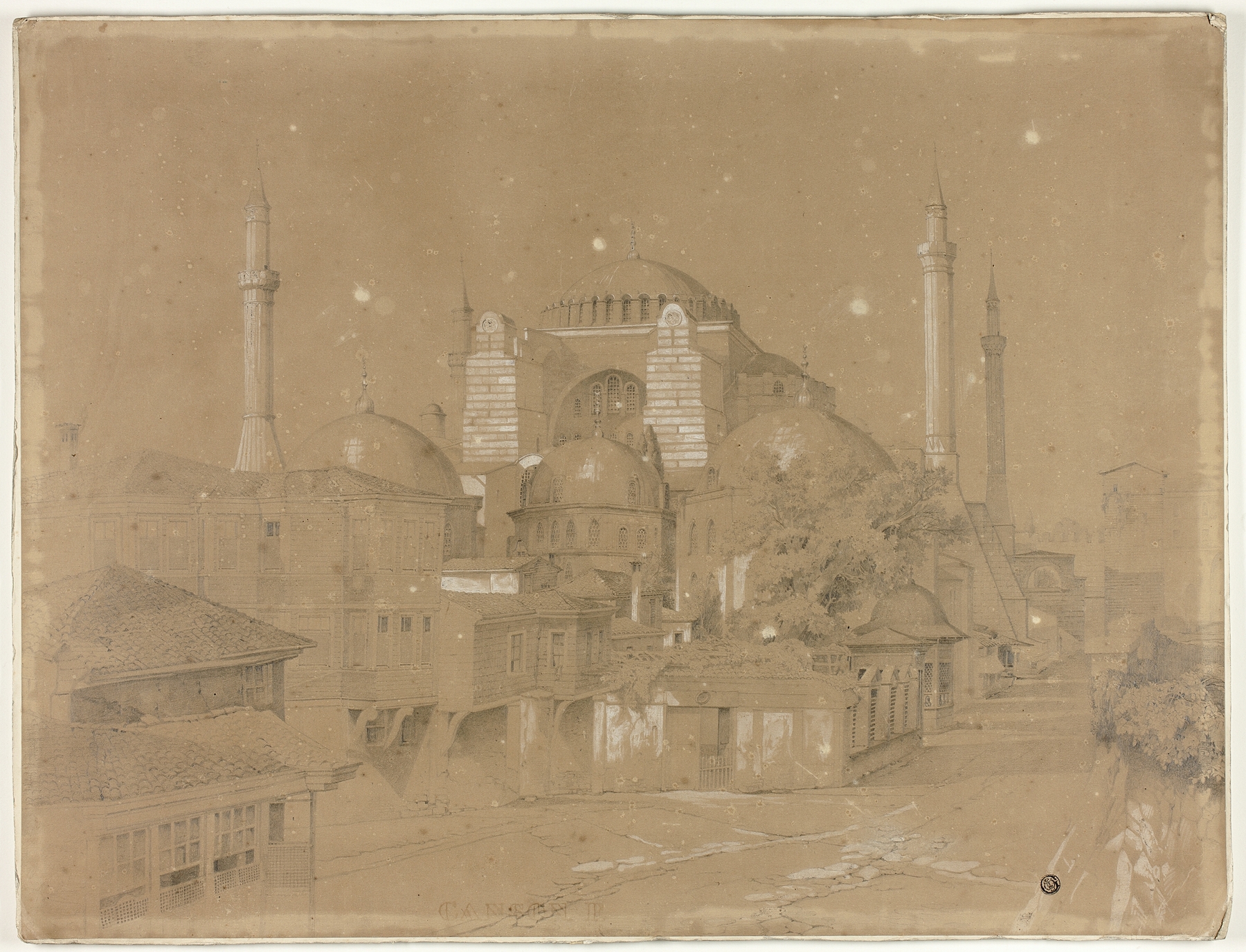 View of Constantinople by David Roberts, oil painting depicting a cityscape at sunset