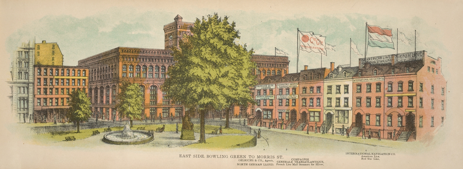 Cityscape depicting a bustling street scene, by Mail & Express, 1899