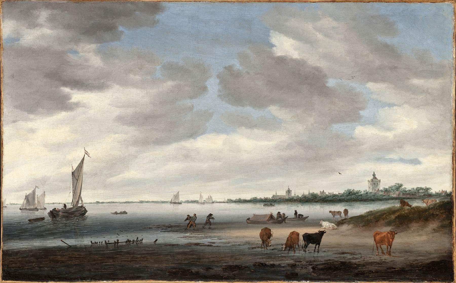 View of the River Lek and the Town of Vianen, by Salomon van Ruysdael, public domain