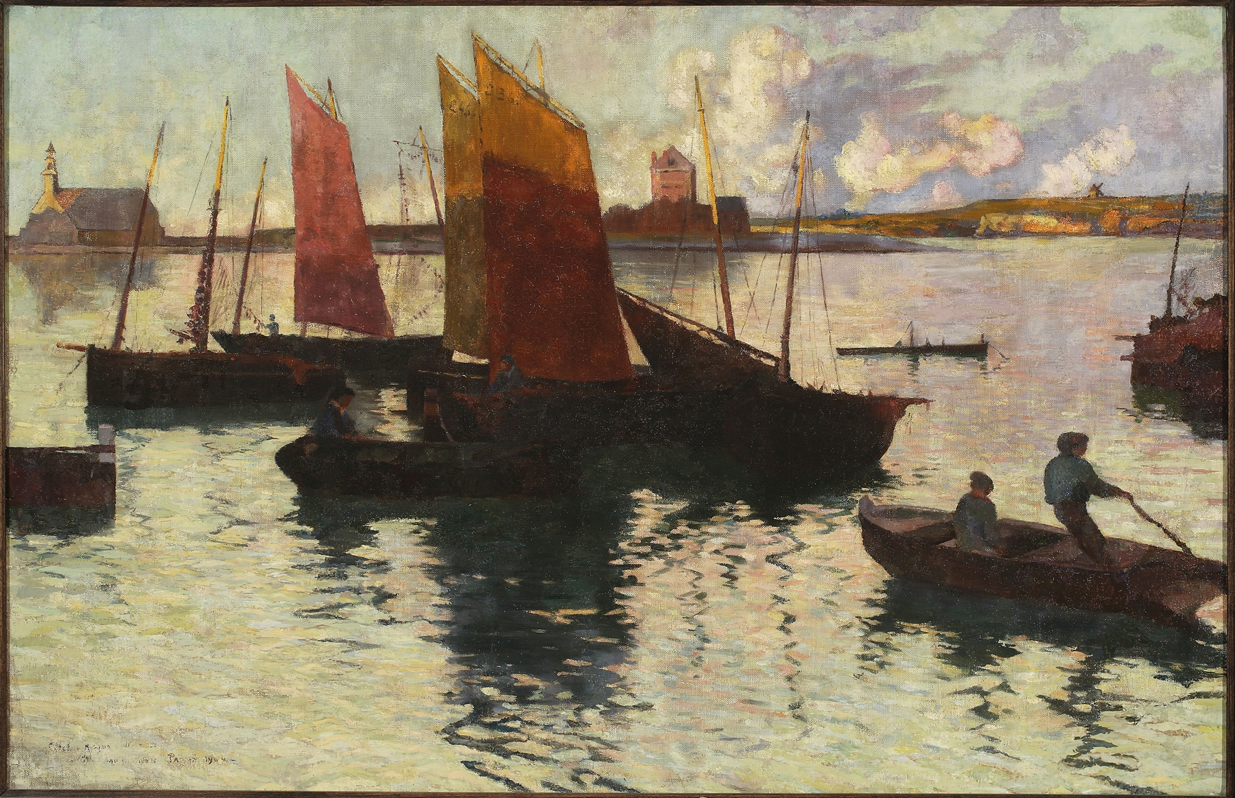 Sailboats on a river, oil on canvas by Maria Schayer-Górska