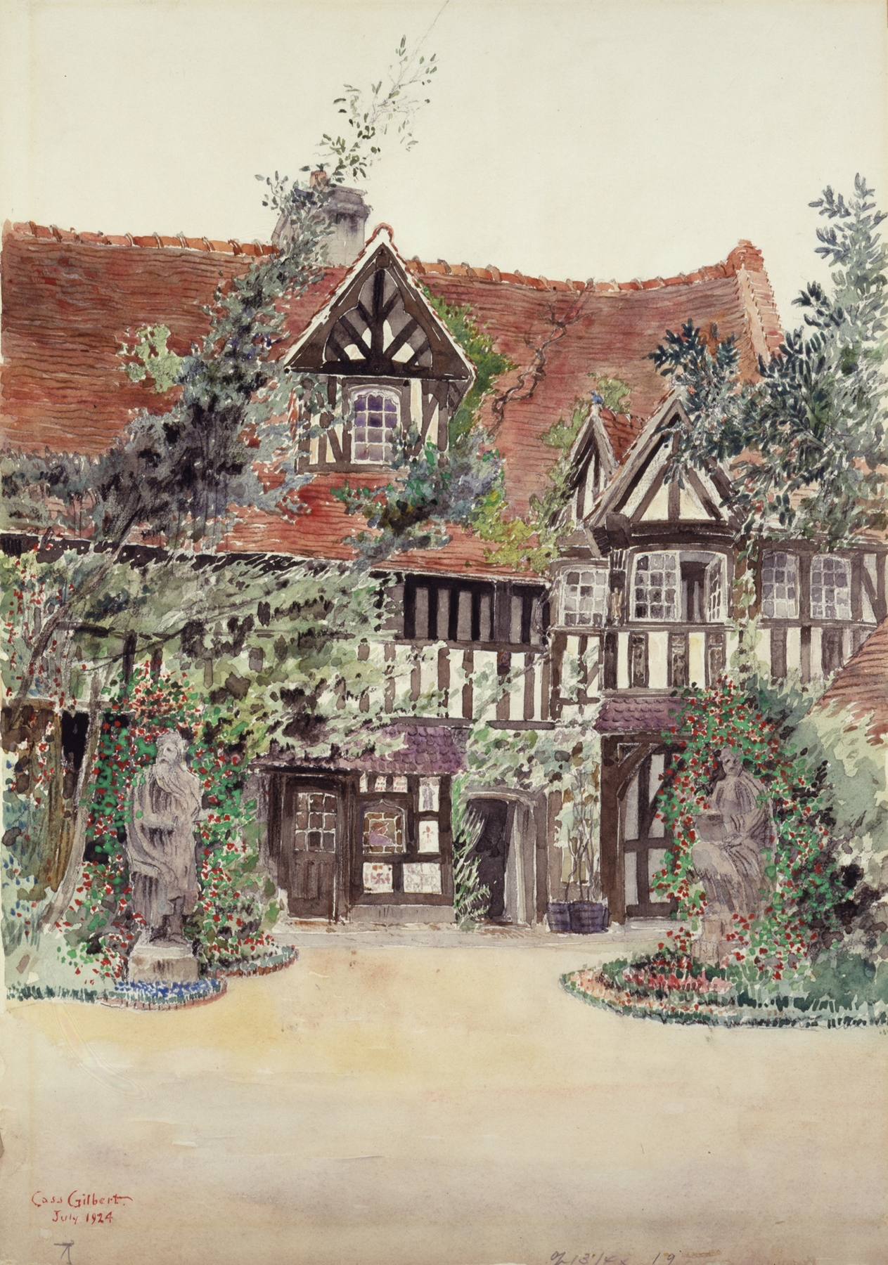 The Smaller Courtyard, Hotel Guilleaume le Conquerant, Dives, France, by Cass Gilbert, public domain