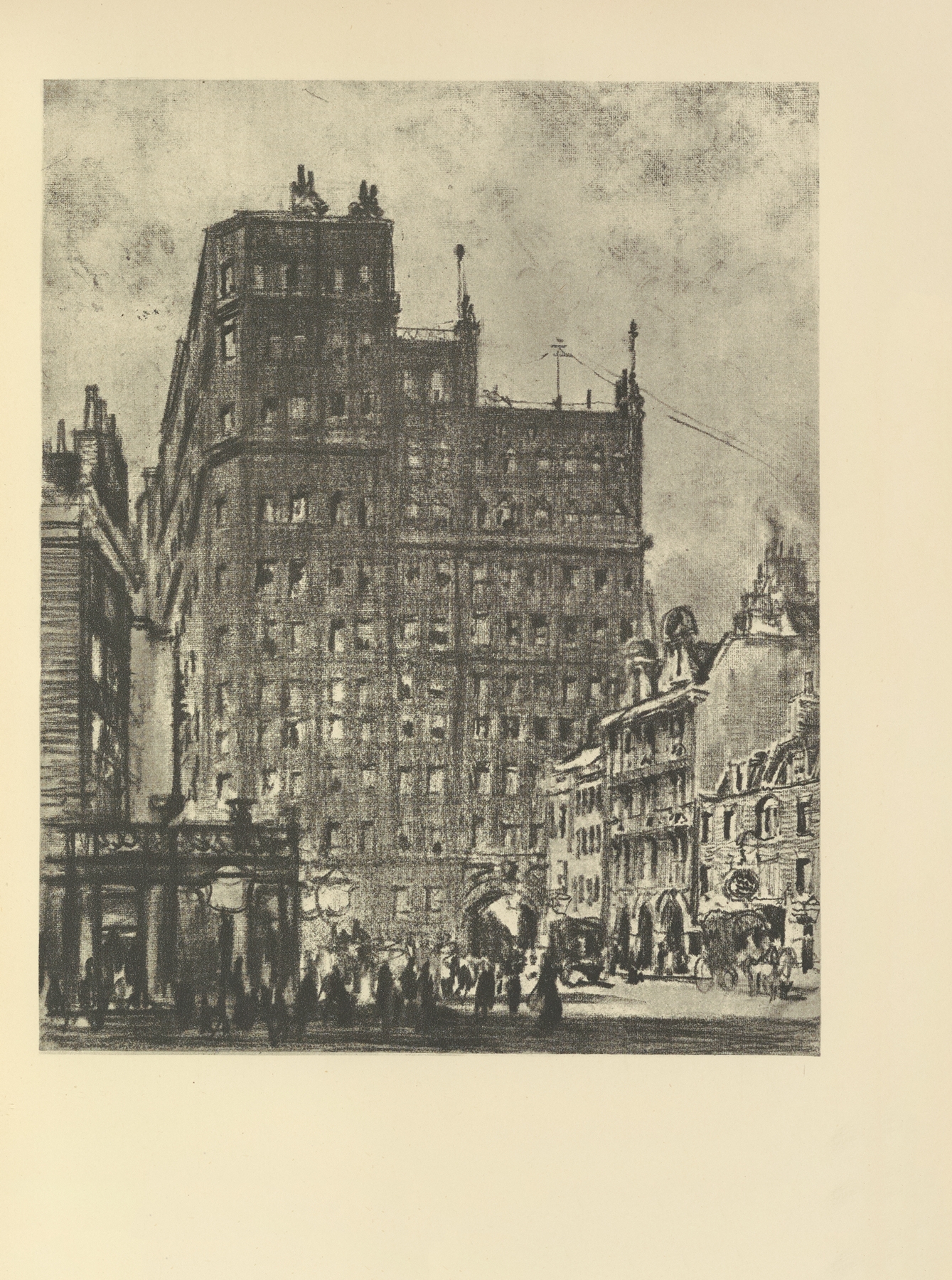 Queen Anne’s Mansions by Joseph Pennell, modernism, architecture