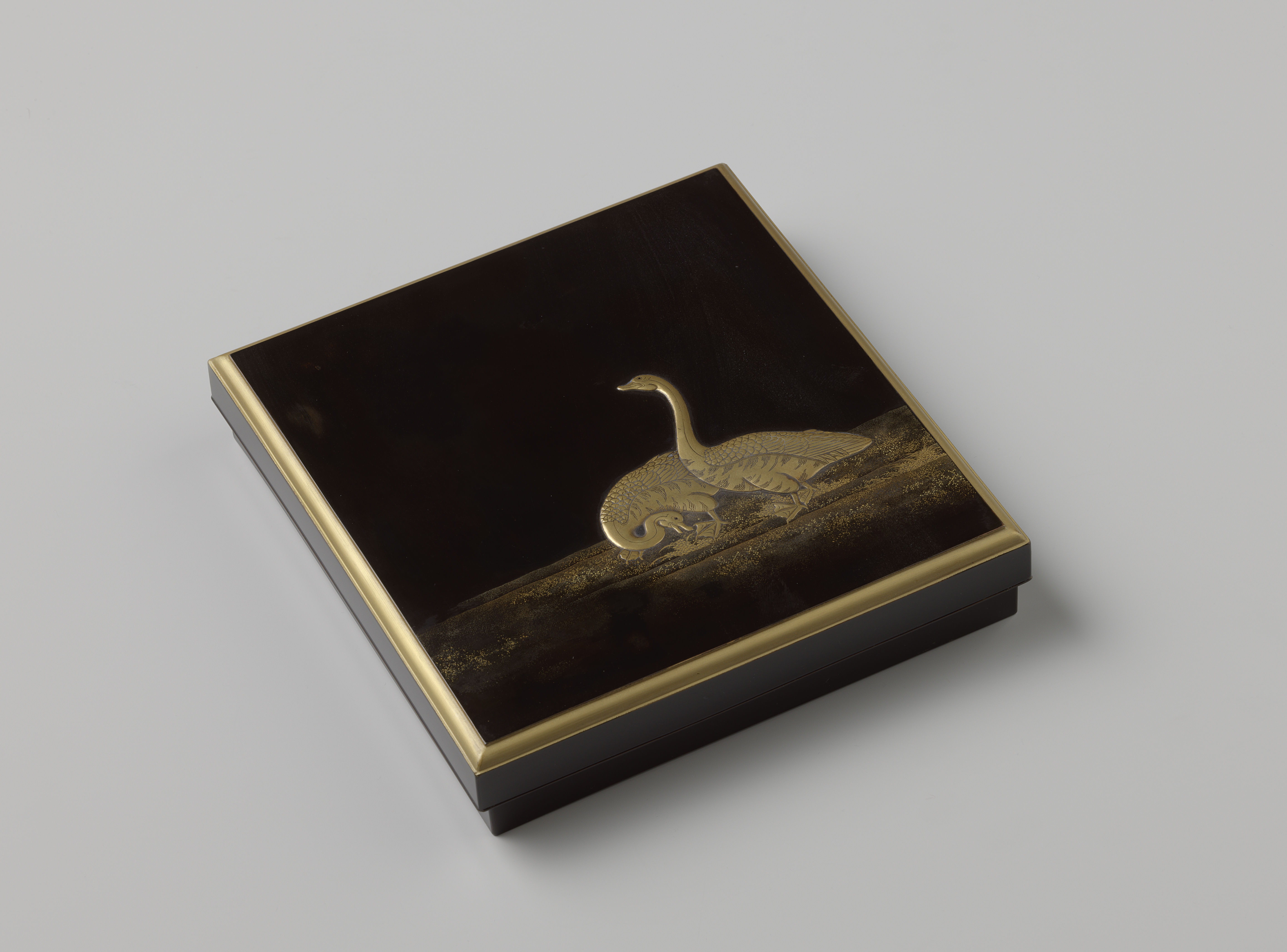 Lacquered wood box with intricate designs by Unknown Artist