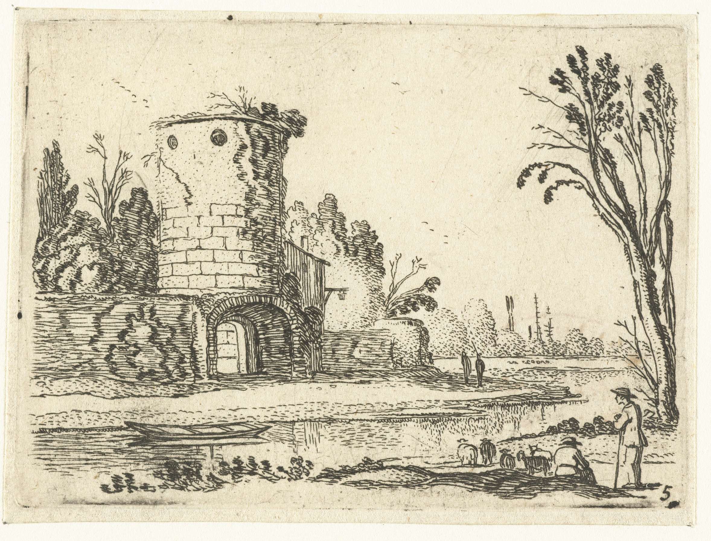 Ronde toren met een poort, by Esaias van de Velde, public domain