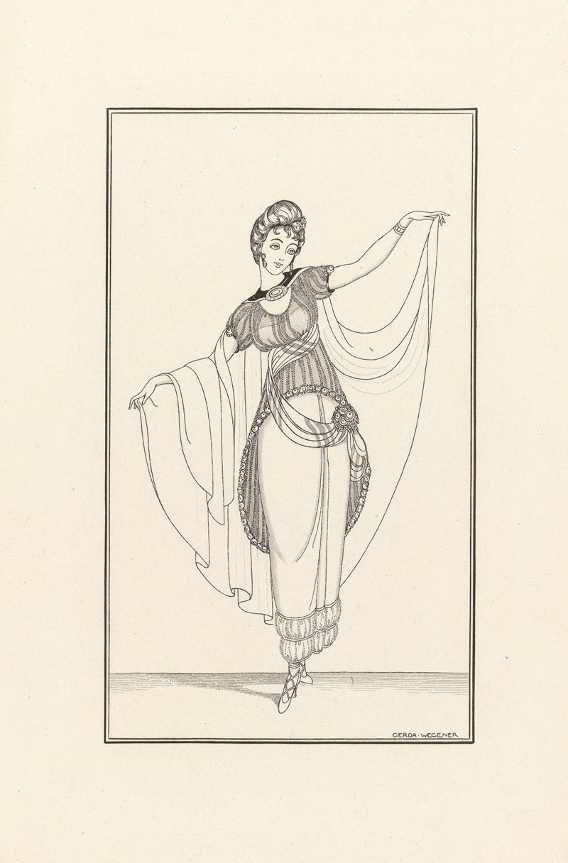 This artwork features elegant fashion illustrations by Gerda Wegener.