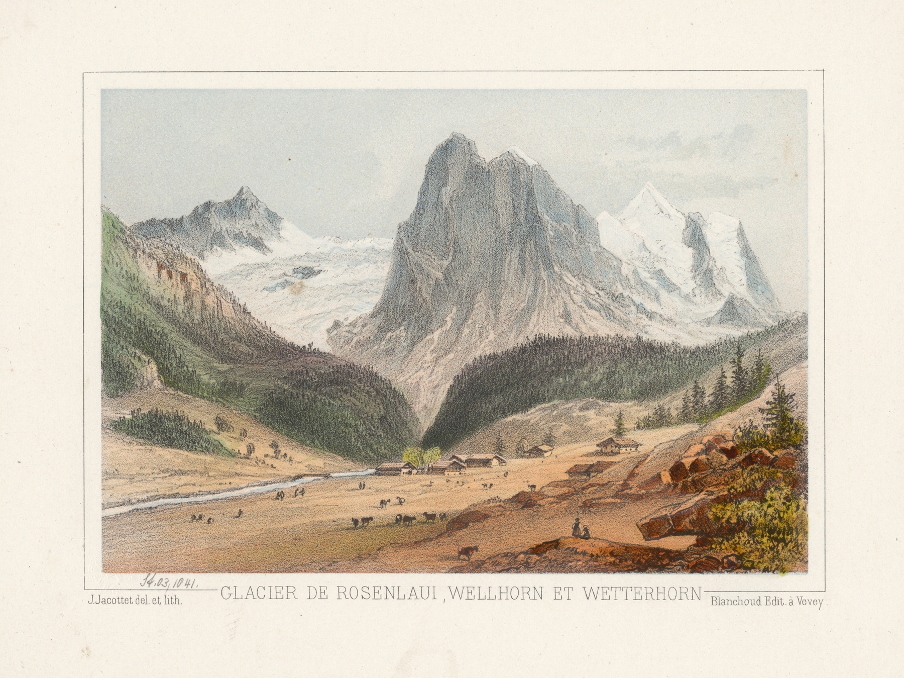 Glacier de Rosenlaui, Wellhorn et Wetterhorn, by Jean Jacottet, public domain