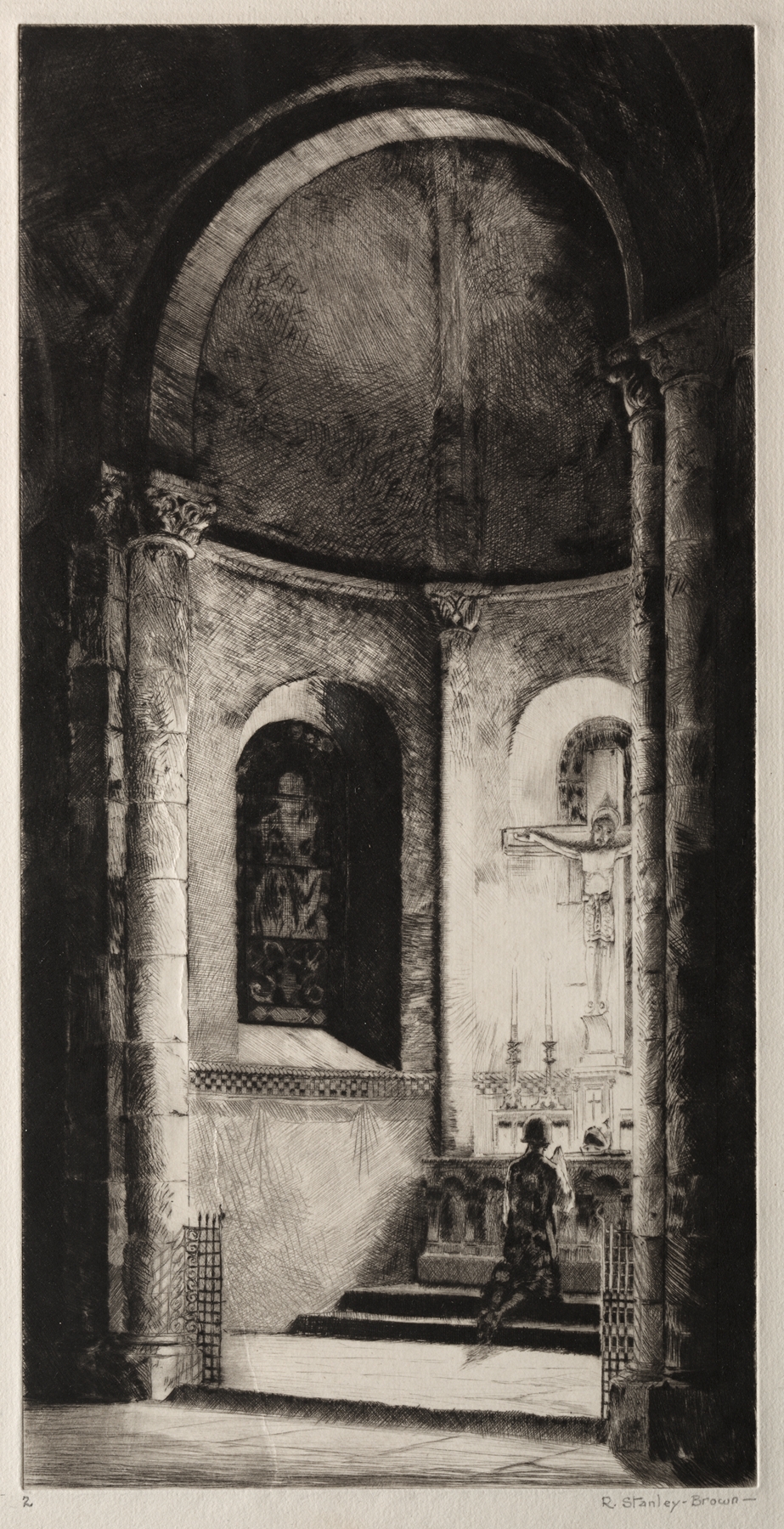 Historical oil painting by Rudolph Stanley-Brown depicting a solitary crusader.