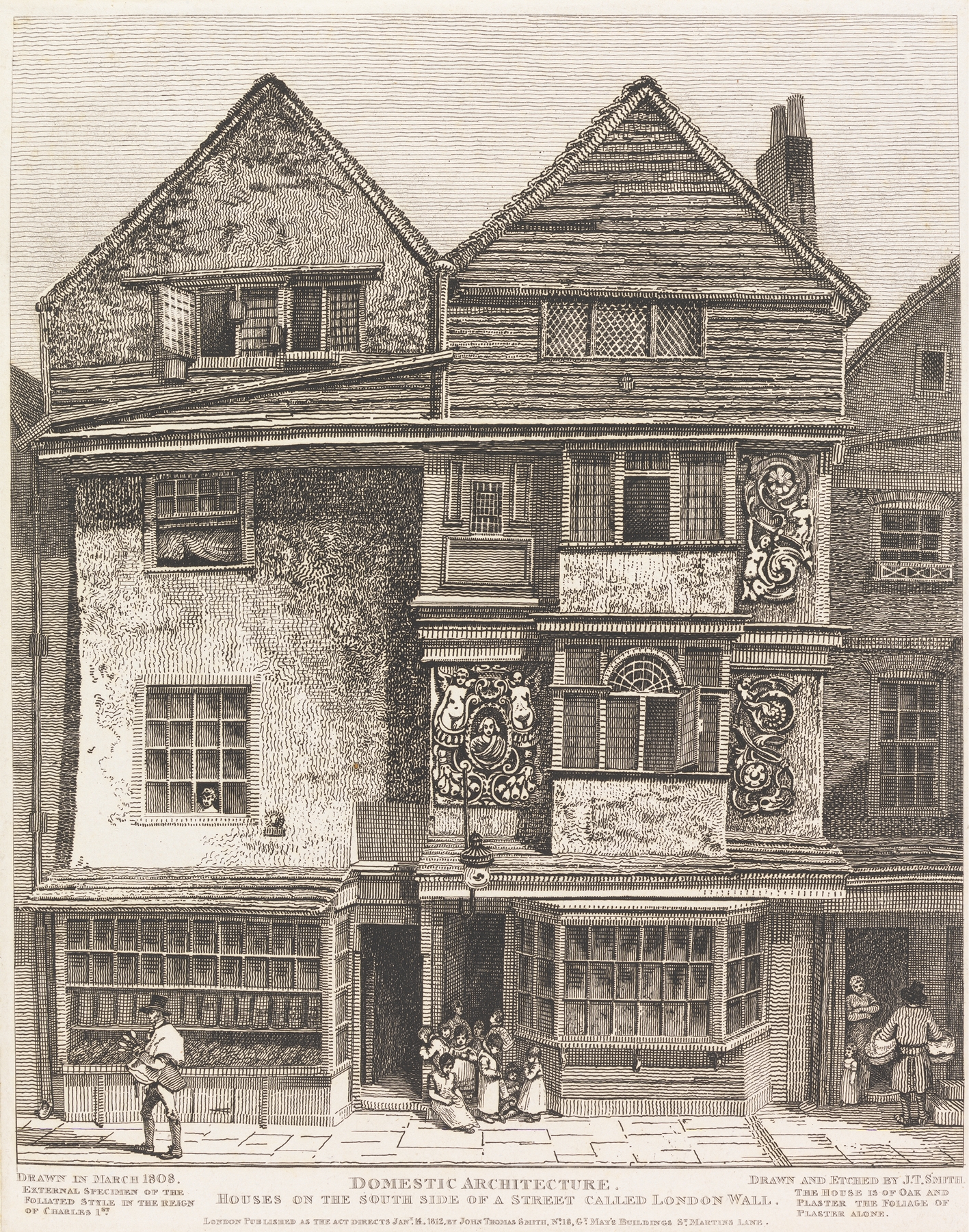 Houses on the South Side of a Street called London Wall by John Thomas Smith, medium unknown