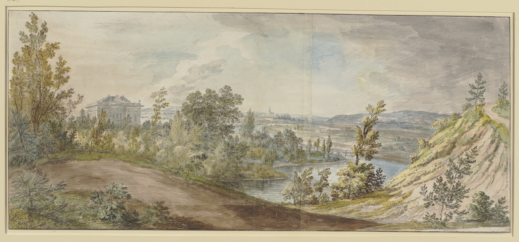 Landscape with castle and nature, oil on canvas by Christian Georg Schütz the elder