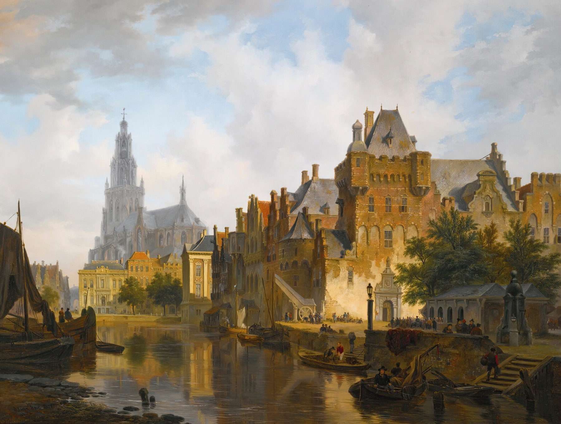 A Capriccio View Of The Hofvijver, The Hague, oil on canvas by Bartholomeus Johannes van Hove