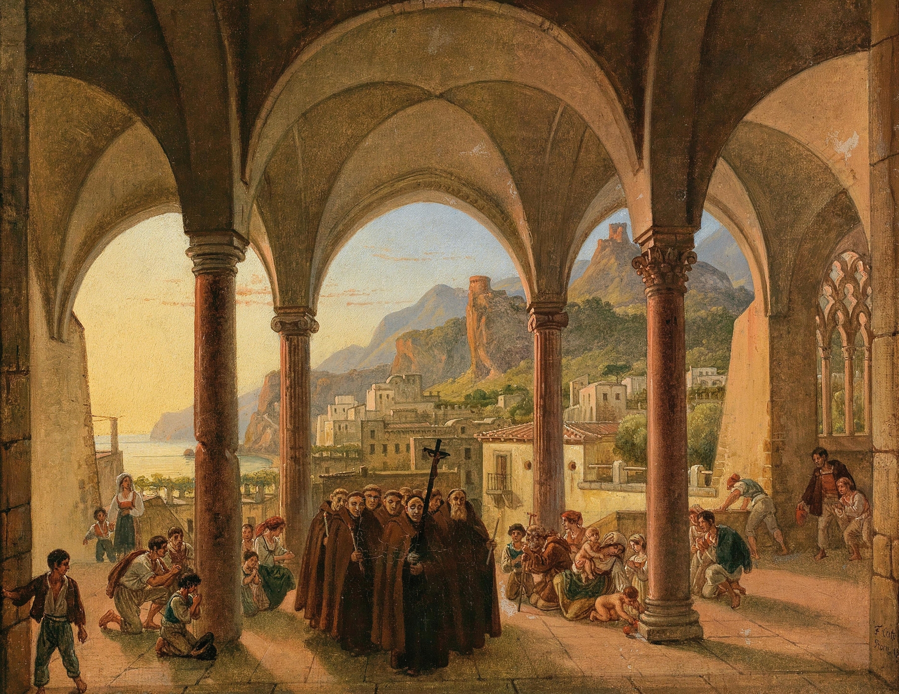 Blick auf Amalfi aus der Vorhalle des Doms, by Franz Ludwig Catel, public domain
