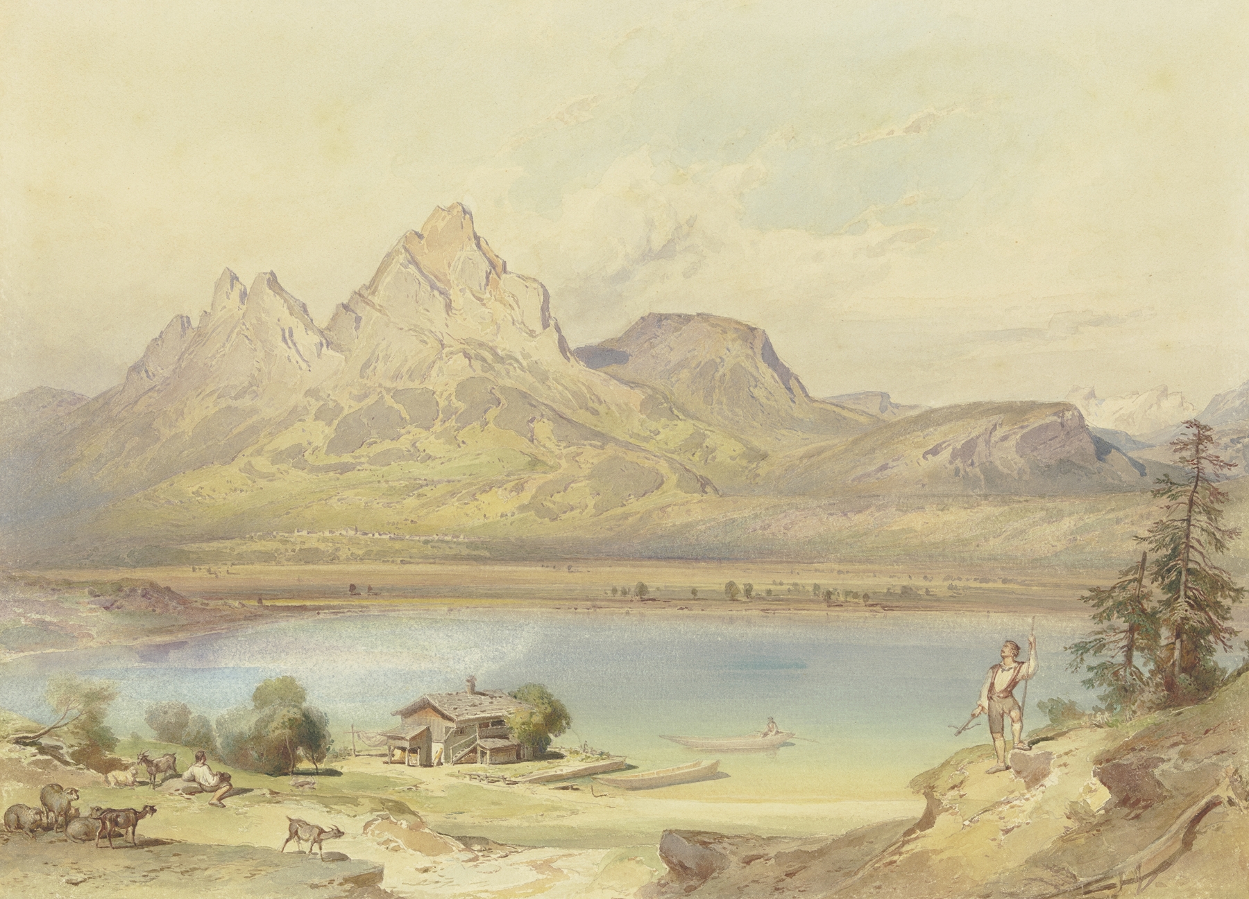 Lake Lucerne landscape by Leopold Rottmann, oil painting