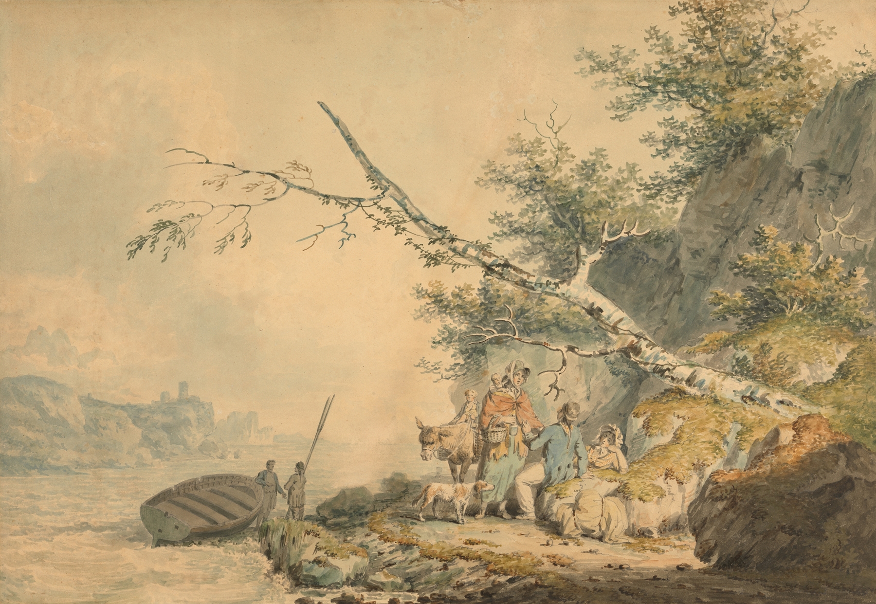 The Sailor’s Departure by Nicholas Pocock, oil painting depicting a sailor against tumultuous waves.